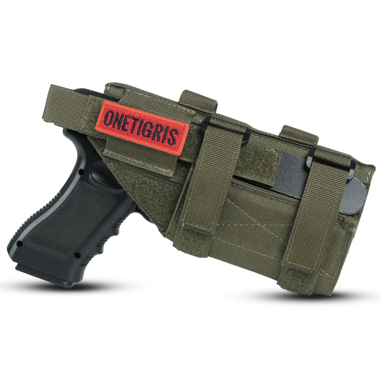 OneTigris Fondina Pistola Universale MOLLE – Compatibile con 17/19/20/21, Nylon 1000D, Regolabile (Destrimani) Fondina Cosciale & da Cintura per Softair, Paintball e Addestramento Tattico