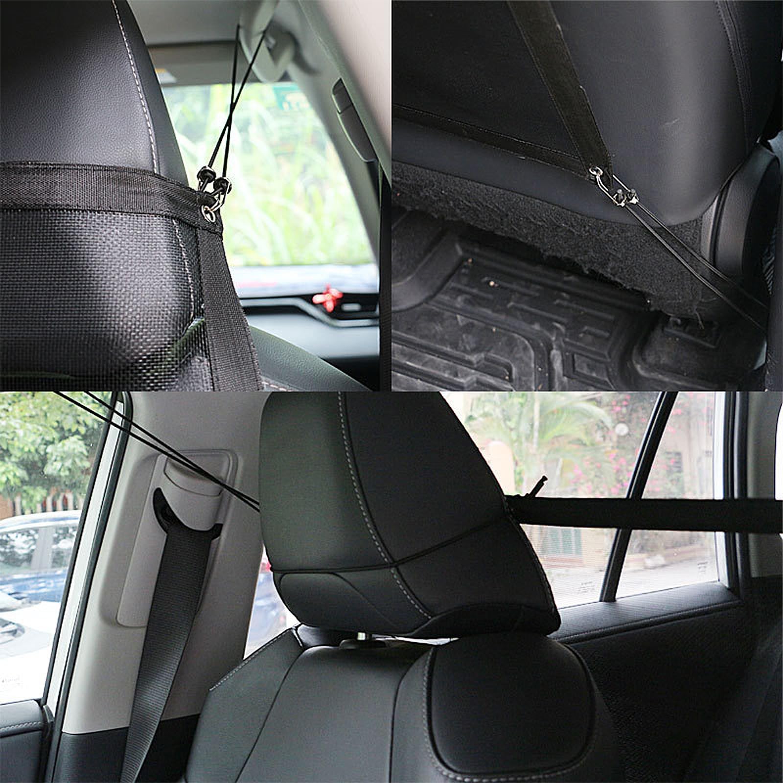 Filet De Séparation Pour Chien En Voiture - 115 X 62 Cm - Barrière Sécurité SUV Et Petites Voitures - Avec Corde Réglable Et Crochets - 10