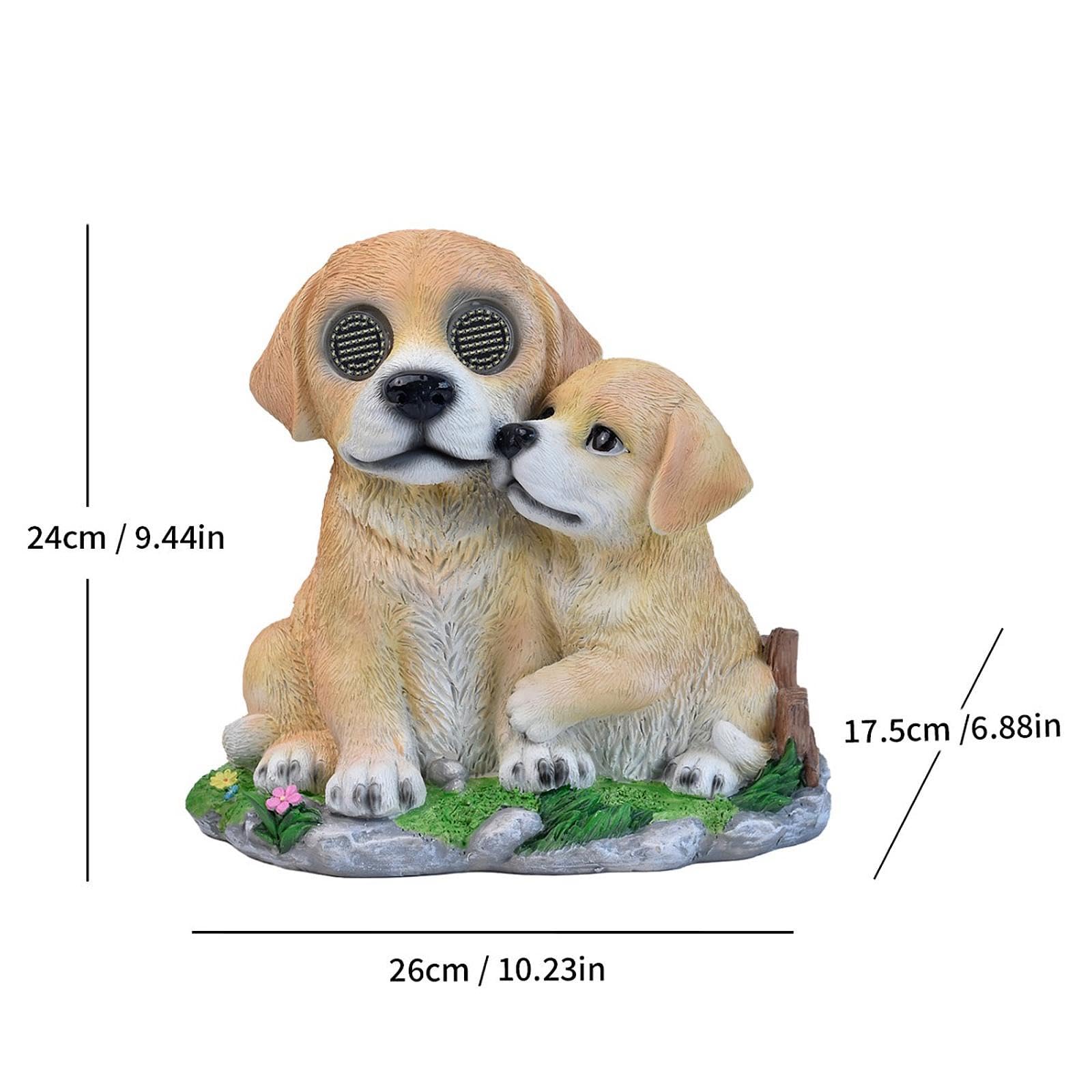 Lampada Solare da Giardino a Forma di Cane, Scultura in Resina, Regalo, Decorazione da Giardino, con Movimento Realistico degli Occhi, Statuetta