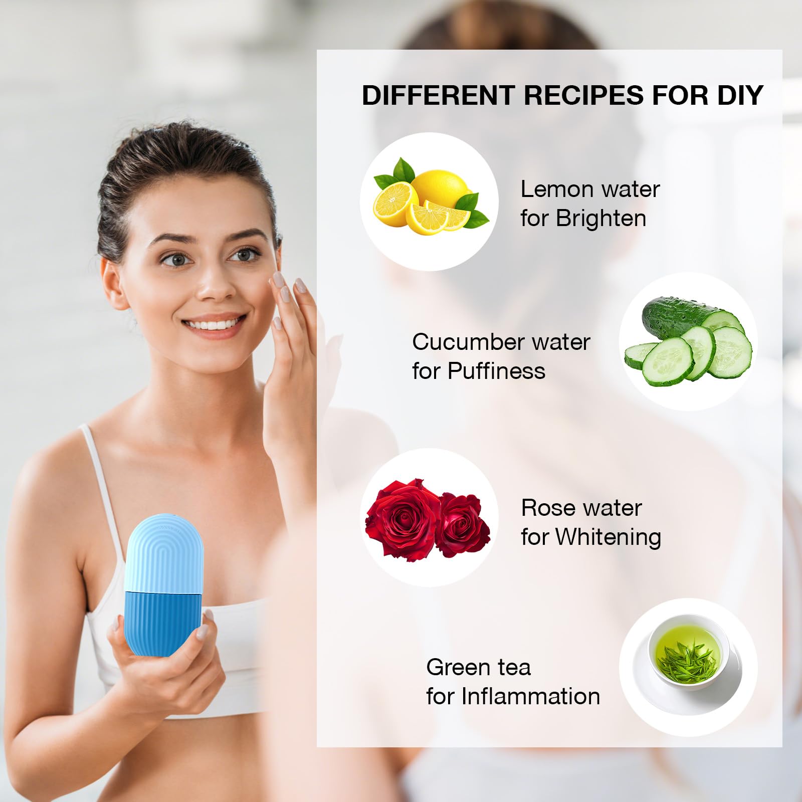 AiQInu Ice Roller, Rullo di Ghiaccio Facciale riutilizzabile Eye Ice Massage, Restringe i pori, riduce il gonfiore