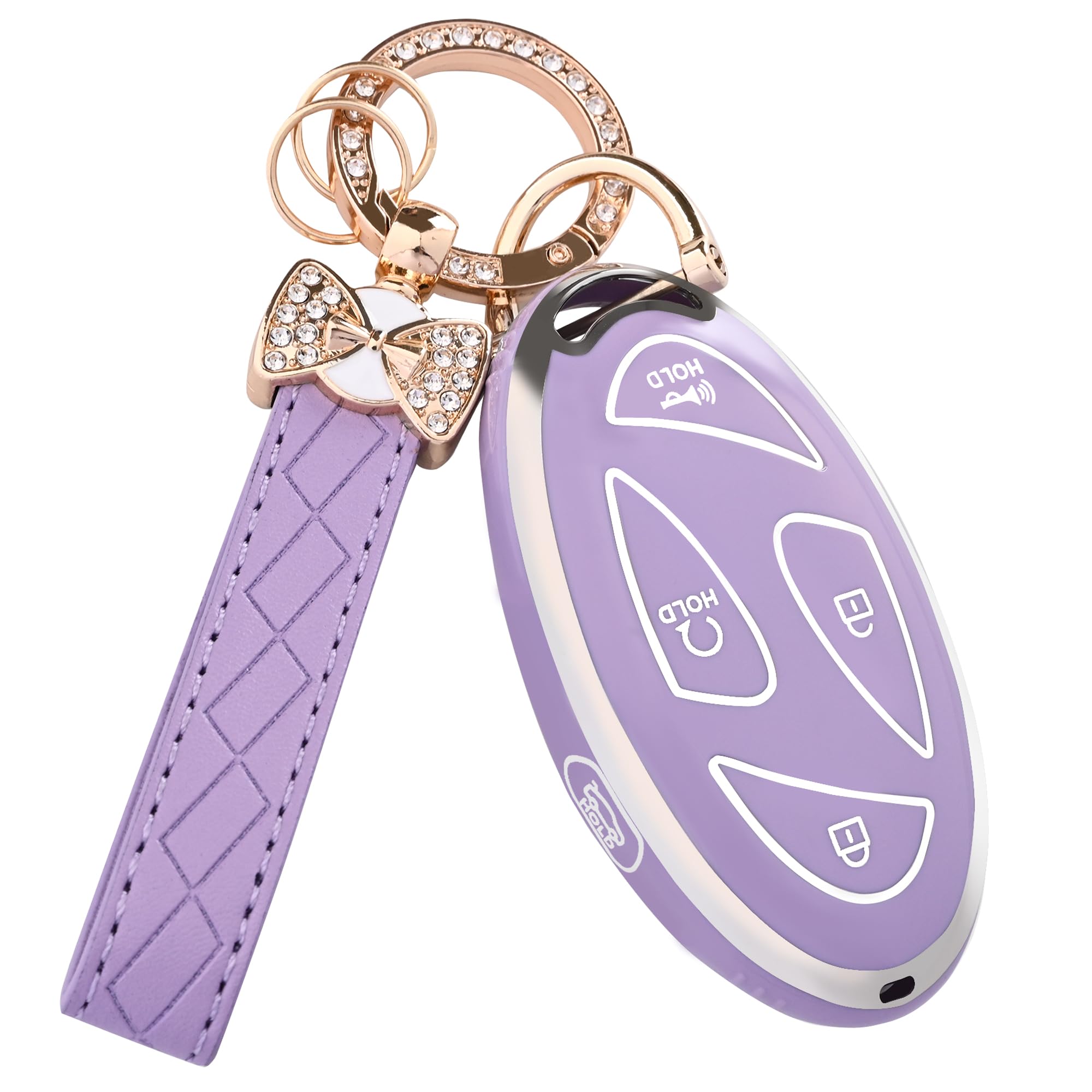 for Hyundai Key Fob Cover - 5 Button Soft TPU Key Case Protection Fit for Hyundai Ioniq 6 Grandeur GN7, KONA, Elanrtra, Santa Fe, Sonata, Tucson Smart Remote Key (5 Button - Purple)