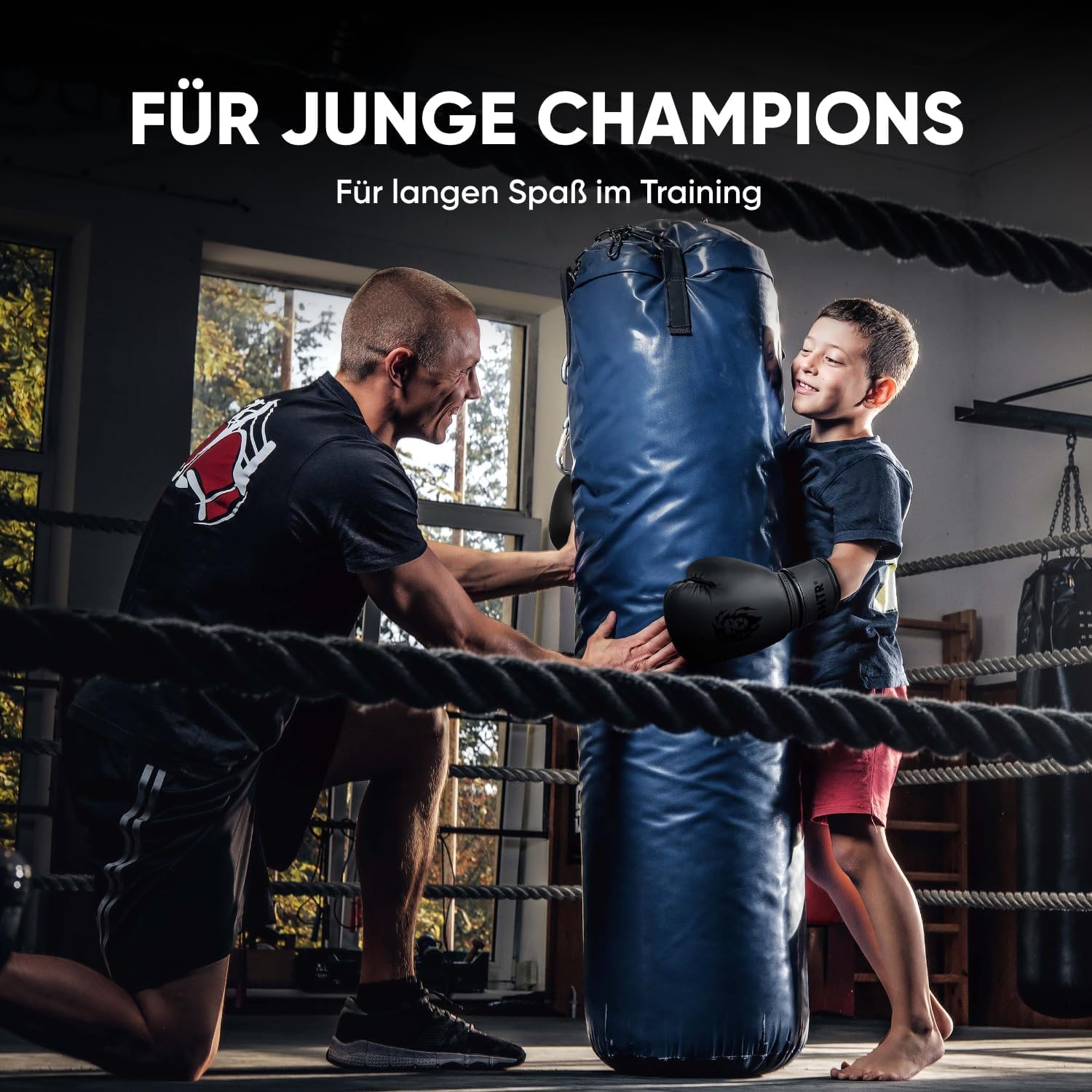 FIGHTR® Kinder Boxhandschuhe mit bestem Sitz für maximalen Schutz | Junior Jungen und Mädchen | für Boxen, MMA, Muay Thai, Kickboxen & Kampfsport 04 06 oz | inkl. Tragetasche
