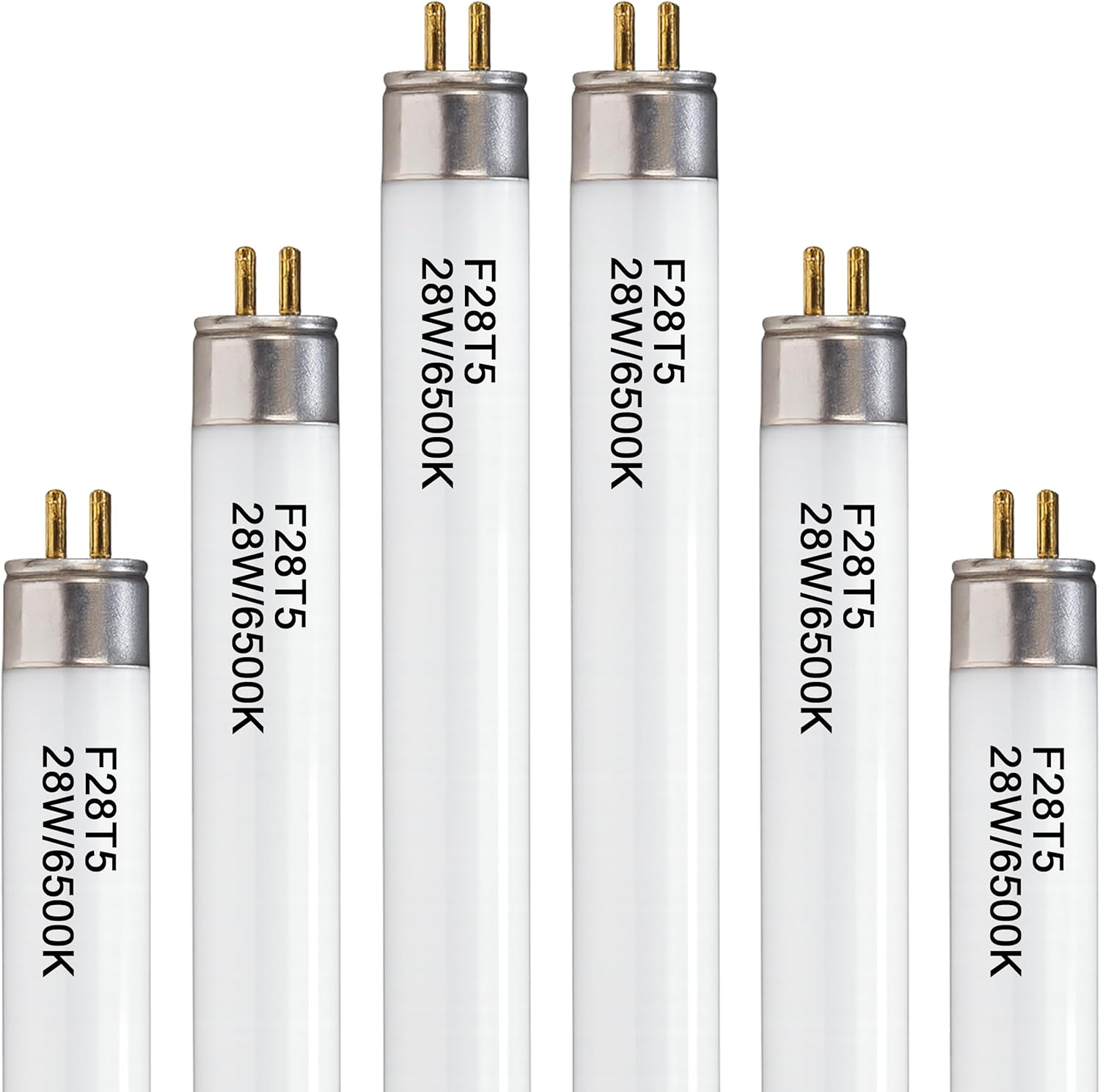 OHLECTRIC F28T5/865/ENV T5 Fluorescent Tube Light Bulbs (6-Pack) 28 Watt, 6500K Daylight, 2900 Lumens, 85 CRI, Miniature Bi-Pin Base, High Efficiency Linear Lamps, Environmentally Friendly