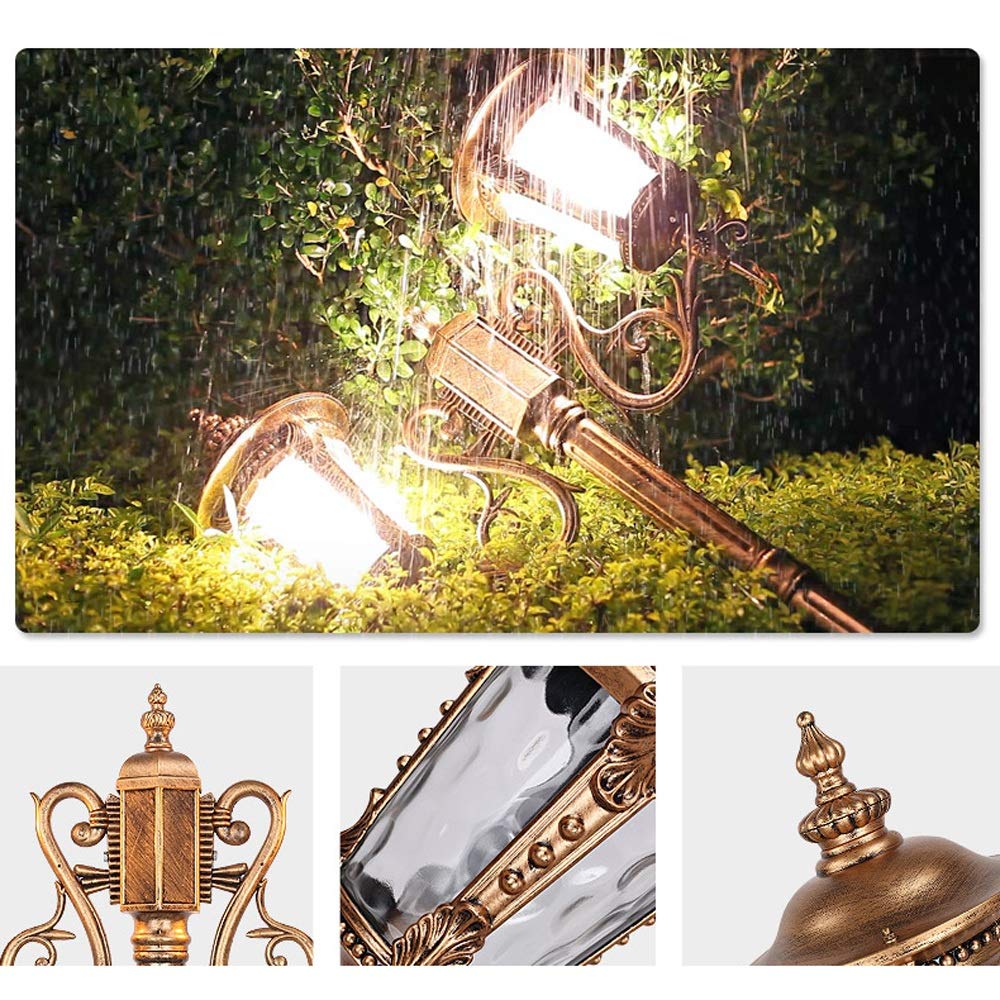 Courtyard Street Light Open Air High Pole Double Head with Pole Street Light with Seed Glass Ground Standard Lamp Company Family Villa Park Square Post Pilla(2.9m-Bronze) (2.65m Bronze)