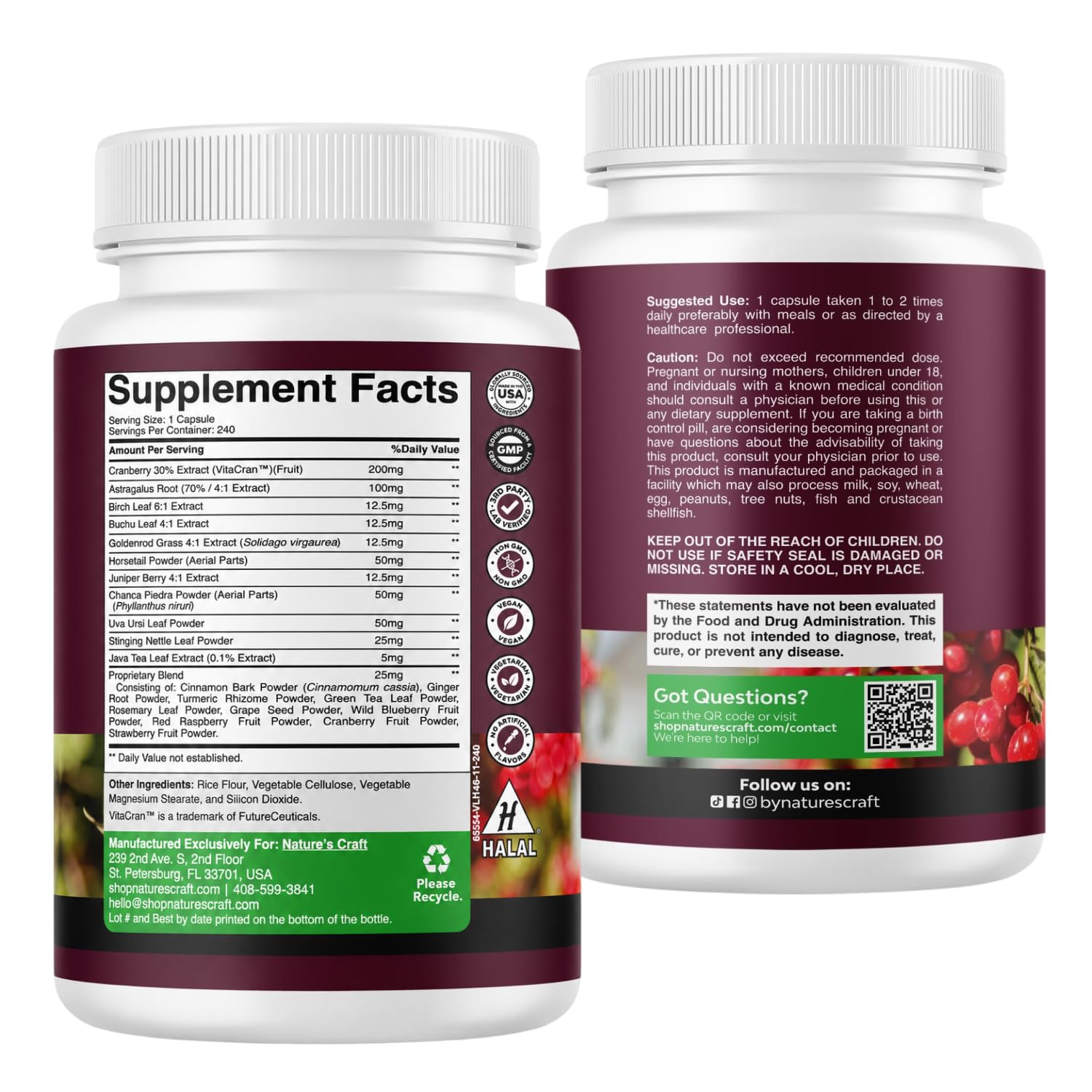 Advanced Kidney Support Capsules - Cranberry Supplement - 240 Count — Amazon image 8