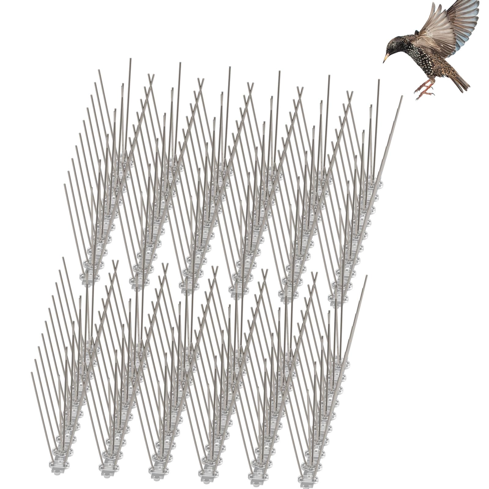 YODEN Bird Spikes (12 Pack) Stainless Steel Pigeon Spikes Powerful Deterrent To Birds, Crows And Woodpeckers, For Gardens And Windows Per Piece25 Cm