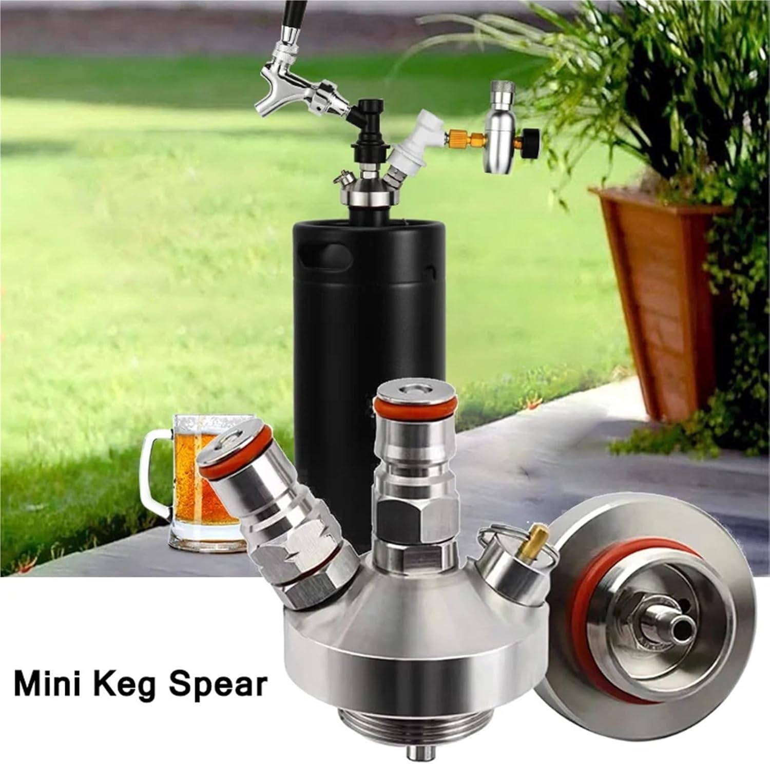 Mini Keg Dispenser Double Ball Lock Spear Stainless Steel Beer Growler Spear With 30cm Silicone Hose For 2/3.6/4/5/10L Mini Keg