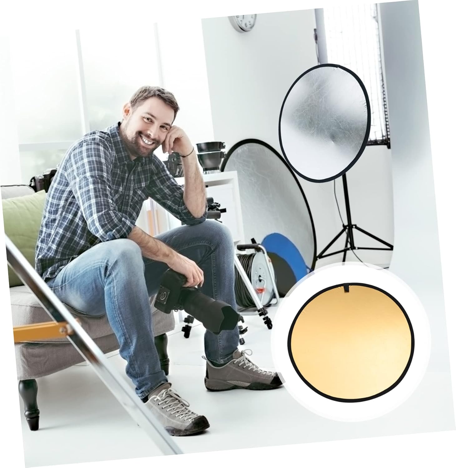 OSALADI 2pcs Photography Reflector Light Diffuser Board and for Studio and Outdoor Lighting Portable Reflective Panel Carry Bag