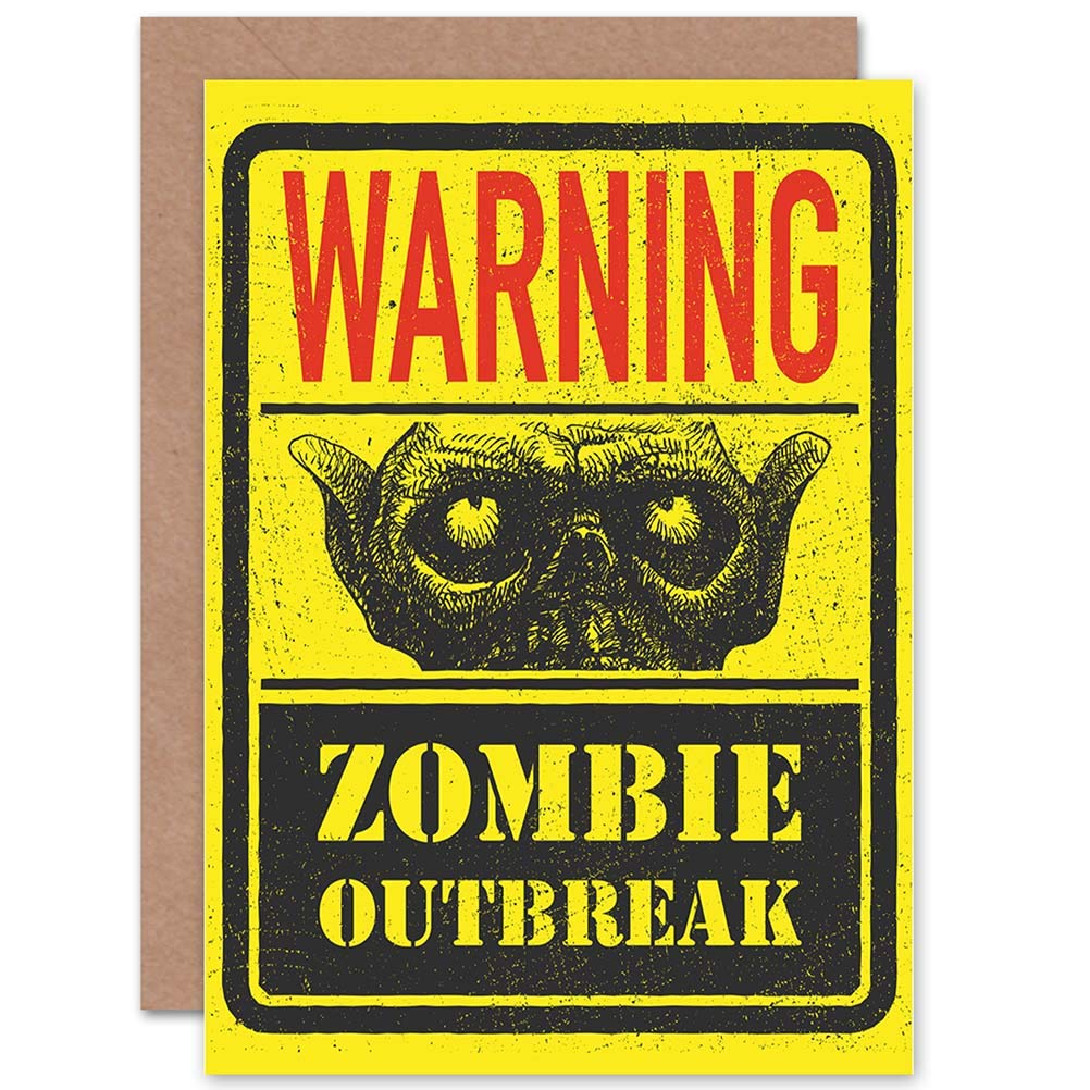 Wee Blue Coo Zombie Outbreak Warning Blank Greeting Card