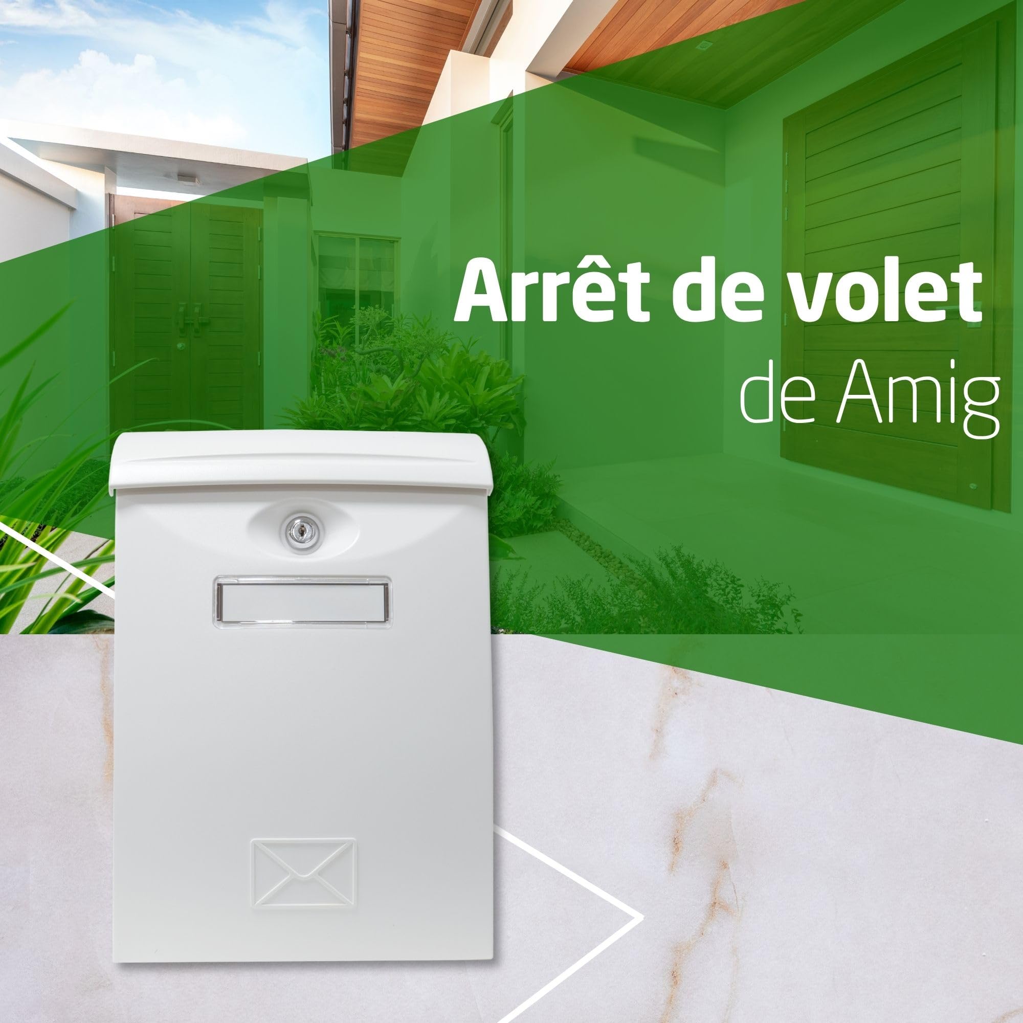 Amig - Boîte aux Lettres d'extérieur résistante en Plastique | Design acl Moderne | Porte verrouillable avec 2 clés | Idéale pour Maisons unifamiliales, 34,5 x 20,5 x 10,5 cm, Blanc, Plastique