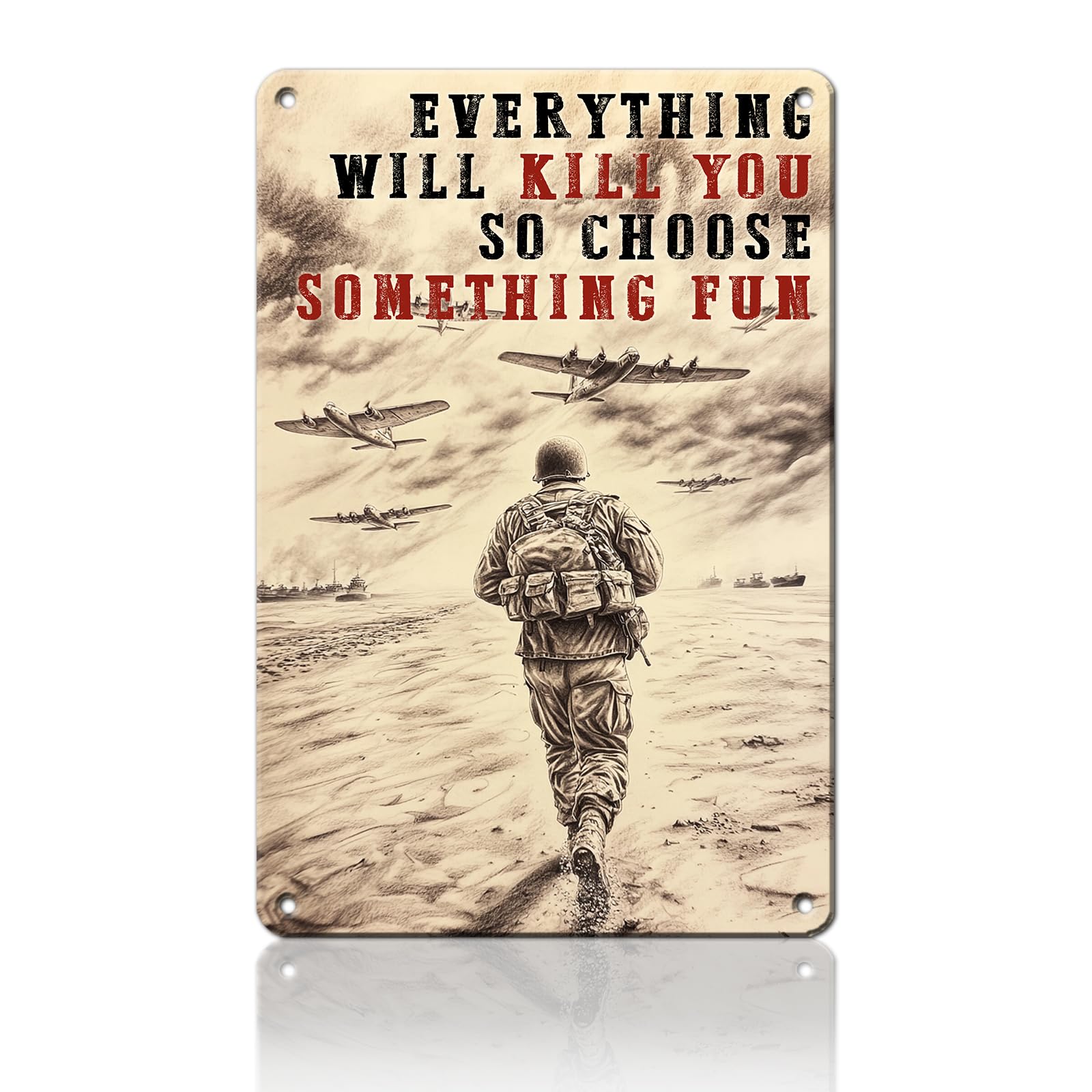 Anceky Tin Sign Everything Will Kill You So Choose Something Funny Metal Sign Retro Wall Decor for Living Room Yard Porch Window Home Cafe 12×8 Inch