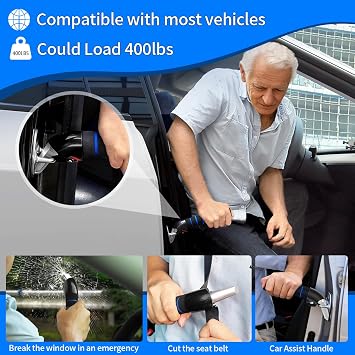 KOUNATSURI Car Door Handle for Elderly Car Assist Support Handle Multifunction Car Door Latch Bar for Seniors and Handicapped(Blue)