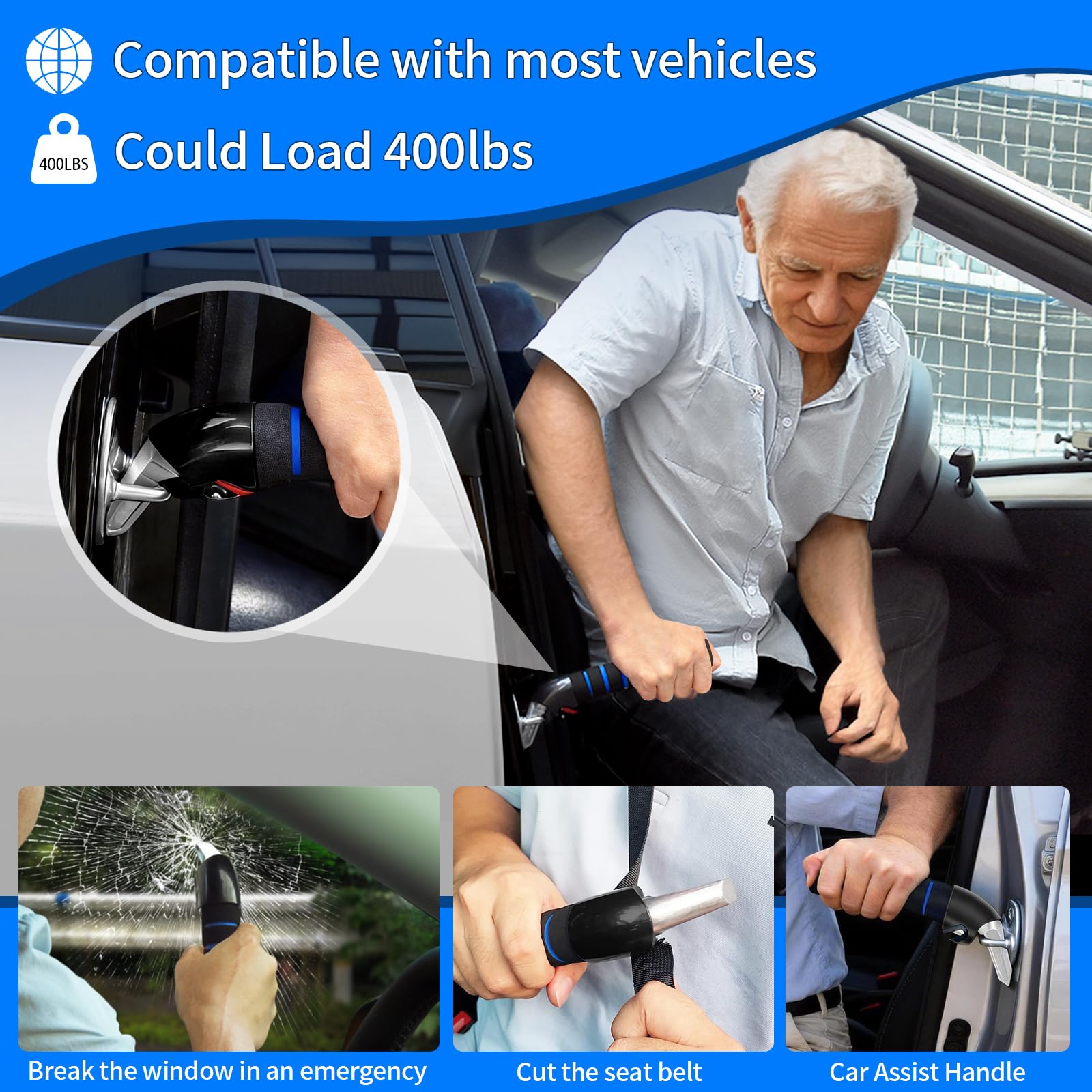 Manija de coche para personas mayores (azul)