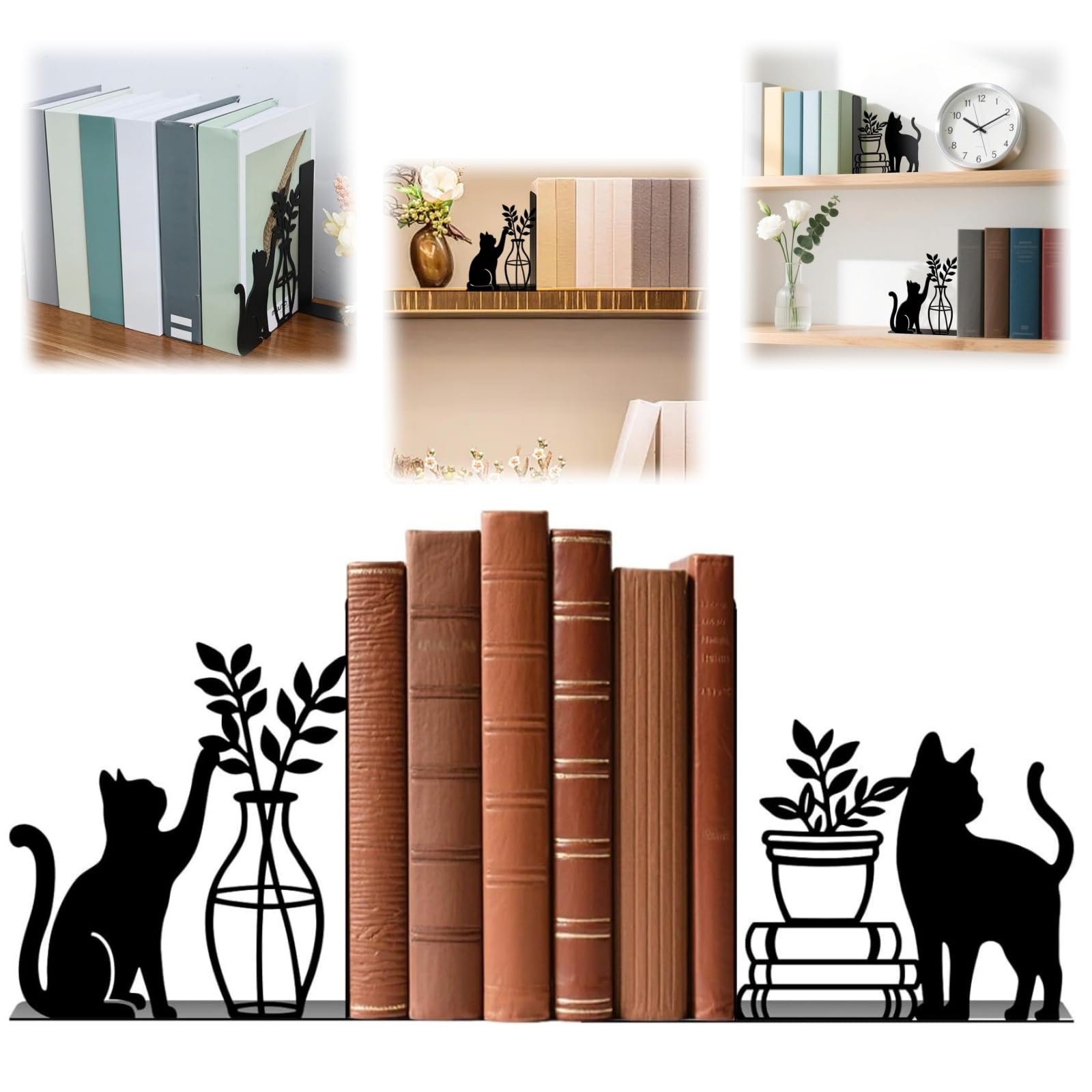 1piar Cute Person Book Holder Supports,Qu/irky Book Holder for Shelf & Book Stopper,Decorative Book Ends for Shelves & Reading Bookshelf Accessories,Unique Book Lovers Gift,Person-Shaped,Black
