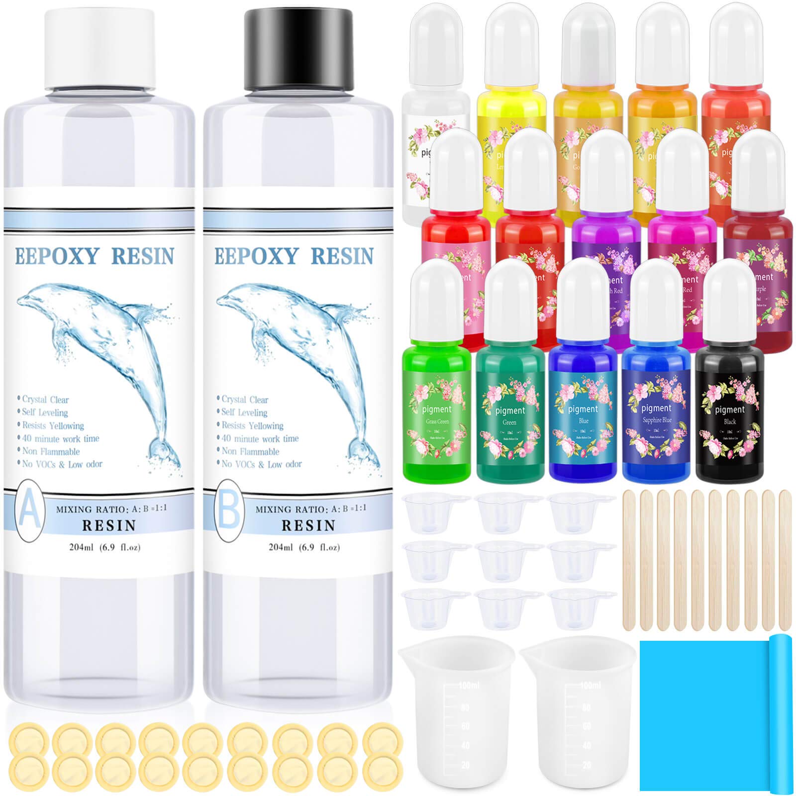 Buy Epoxy Resin and Resin Pigment Set, Flasoo Crystal Clear Epoxy Resin