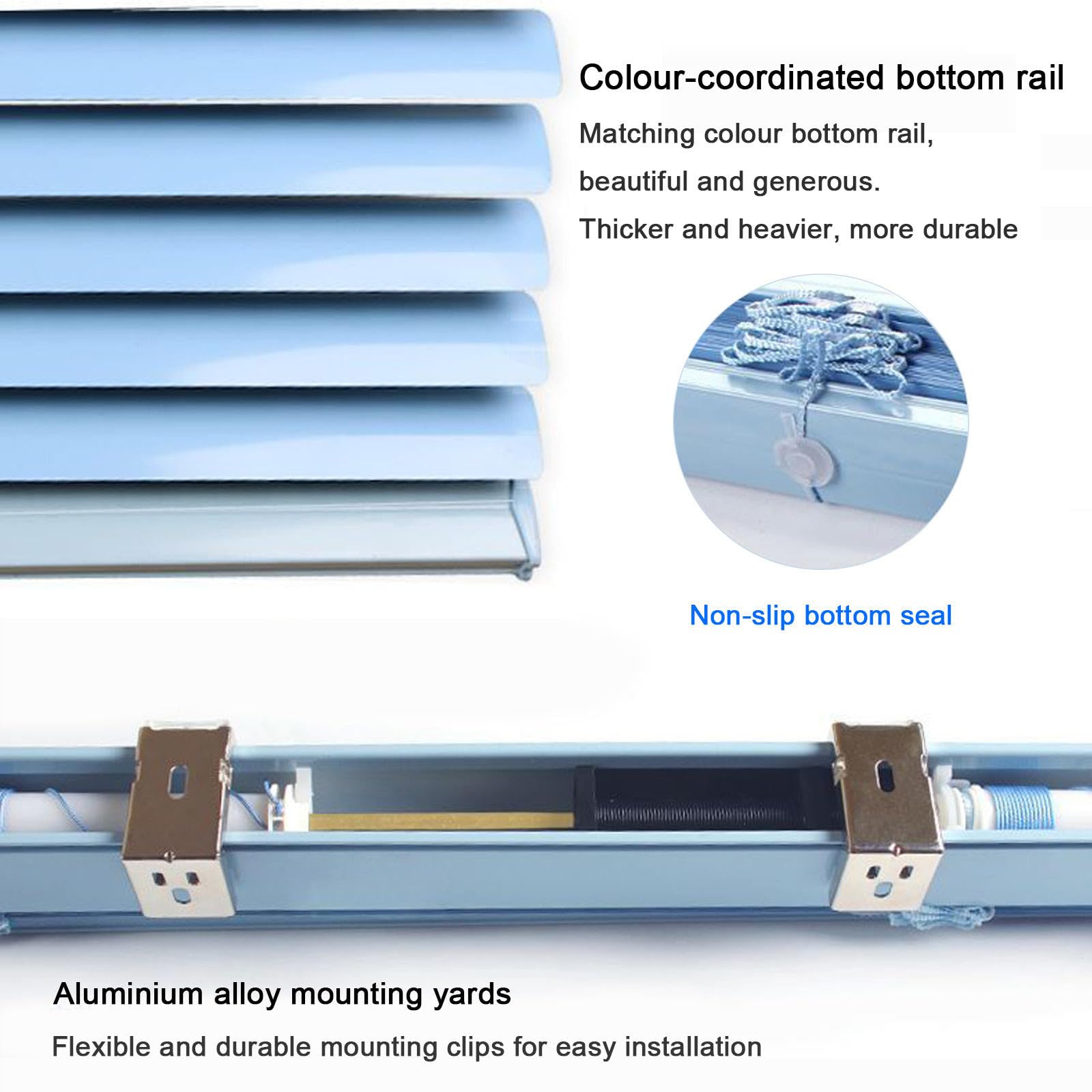Persianas Venecianas De Aluminio,Persianas Horizontales para Ventanas,Persianas De Lamas De Aluminio De 25mm Antiuv,Persianas Oscurecedoras para Hogar,Oficina,Baño,Salon,Blue-135x175cm/53x69in
