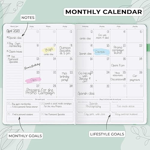 Miniatura 4 de GoGirl Planner PRO Schedule - Agenda sin fecha con ranuras horarias, organizador mensual, semanal y diario, libro de citas para gestión del tiempo,