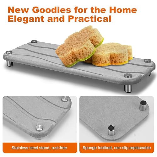 Organizador de fregadero para el hogar, organizador de fregadero de baño de secado instantáneo, bandeja de fregadero de piedra de tierra de