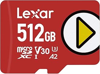 Lexar 512GB PLAY micro SD Card, UHS-I, C10, U3, V30, A2, Full HD, 4K, Up To 160/100 MB/s microSDXC Memory Card, Expanded Storage for Nintendo-Switch 1, Gaming, Smartphones, Tablets (LMSPLAY512G-BNNNU)