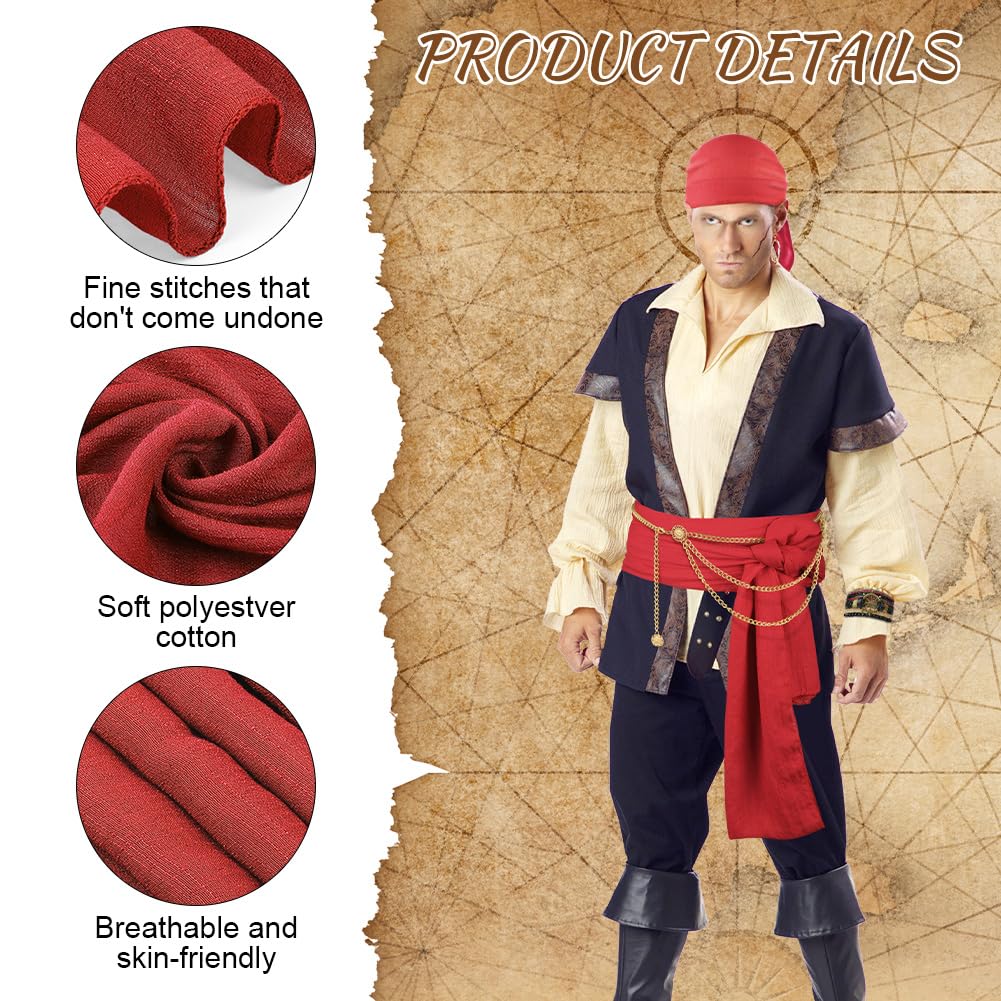 Alaoo 4 Pcs Pirate Costume Accessories Sets, Pirate Captain Accessories with Bandana Sash Belt - Image 3