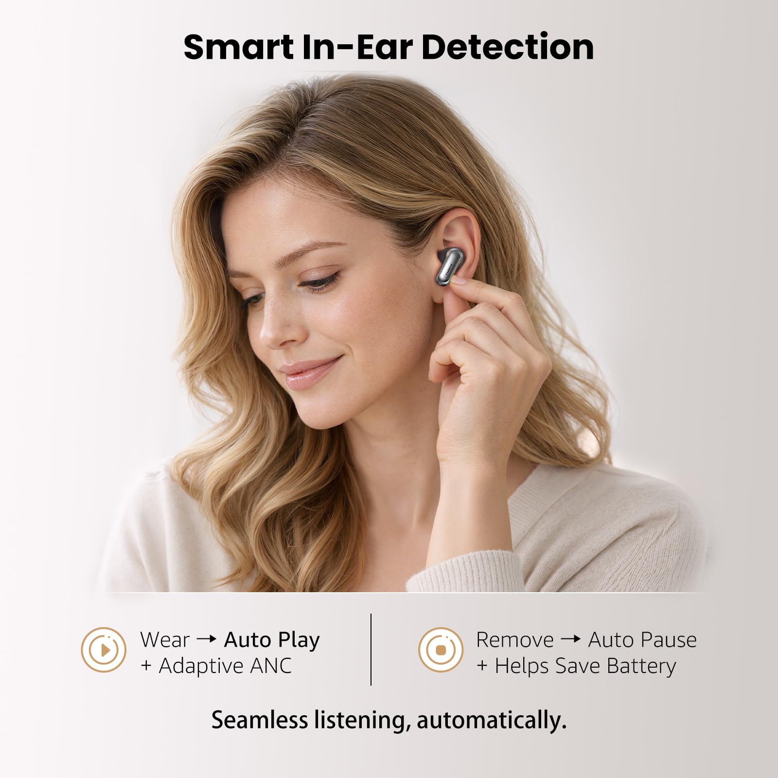 TOZO NC20 Słuchawki bezprzewodowe Bluetooth 6.0, 6 mikrofonów ENC AI Czysta jakość rozmów, dźwięk Hi-Res LDAC, wodoodporność IPX8, detekcja użytkowania, połączenie z niską opóźnieniem, ładowanie