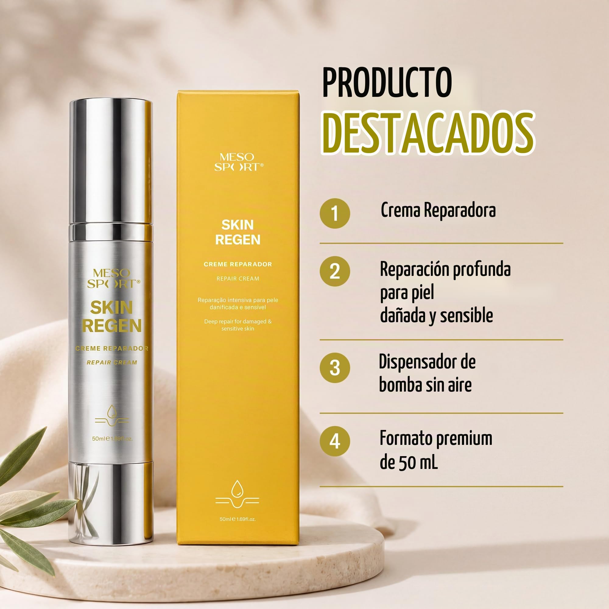 Skin Regen Crema Reparadora con Niacinamida y Centella Asiática para Piel bajo Esfuerzo, 50ml