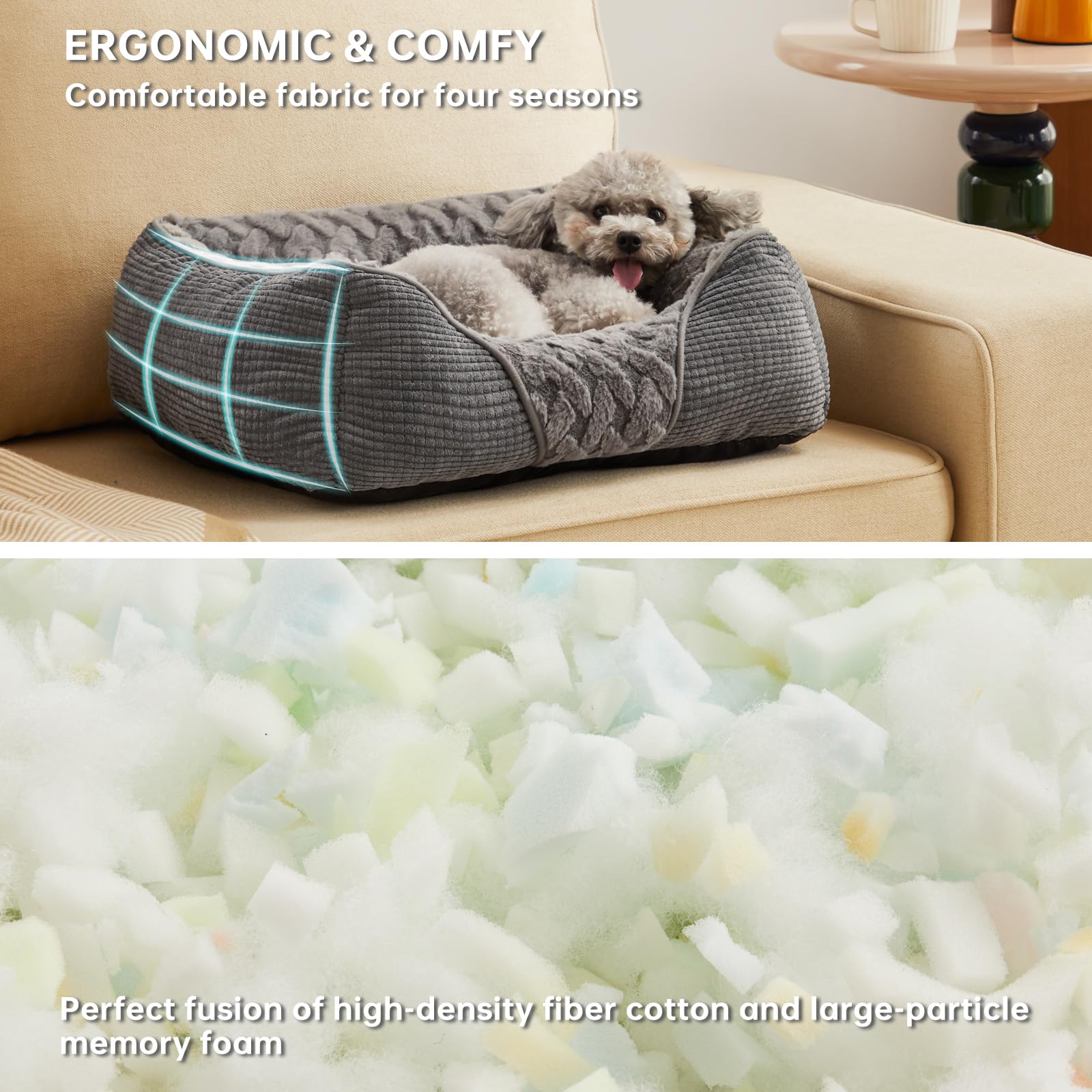 Heymamba Medium Dog Bed Mixed Filled with Large Particle Memory Sponge and Cotton - Image 3