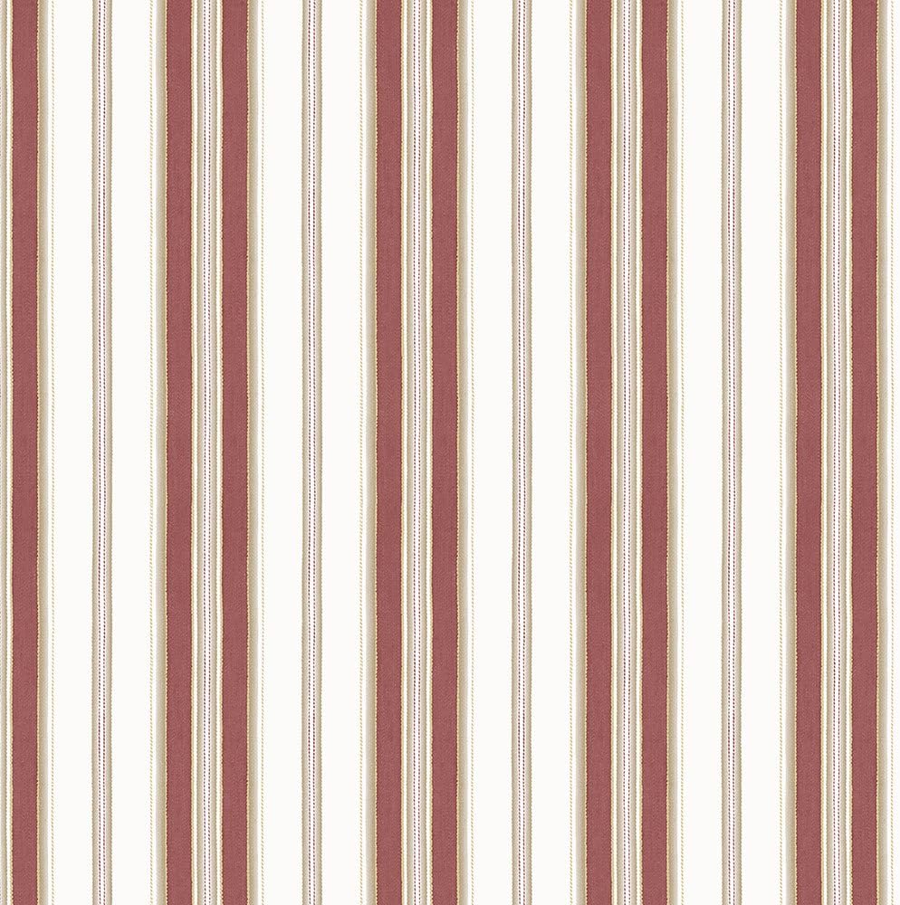 Norwall SD36107 Heritage Stripe Prepasted Wallpaper, Red, White, Gold, 55 Sq Ft