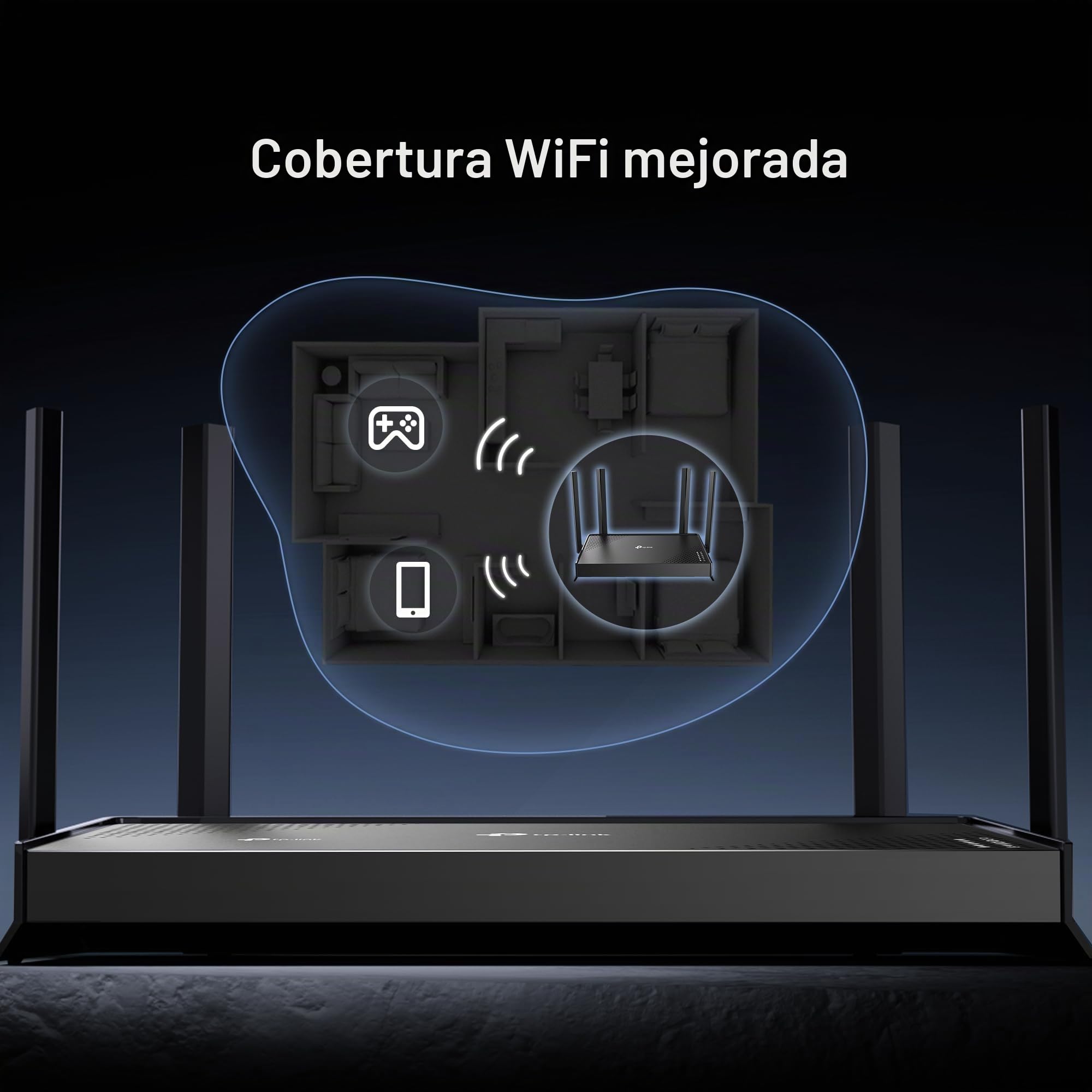 TP-Link Archer BE220 – Router Wi-Fi 7 BE3600 Dual Banda (hasta 3,6 Gbps), 5 Puertos Gigabit, 4 Antenas externas, Beamforming, MU-MIMO, OFDMA, EasyMesh, HomeShield, Ideal hogar y Gaming