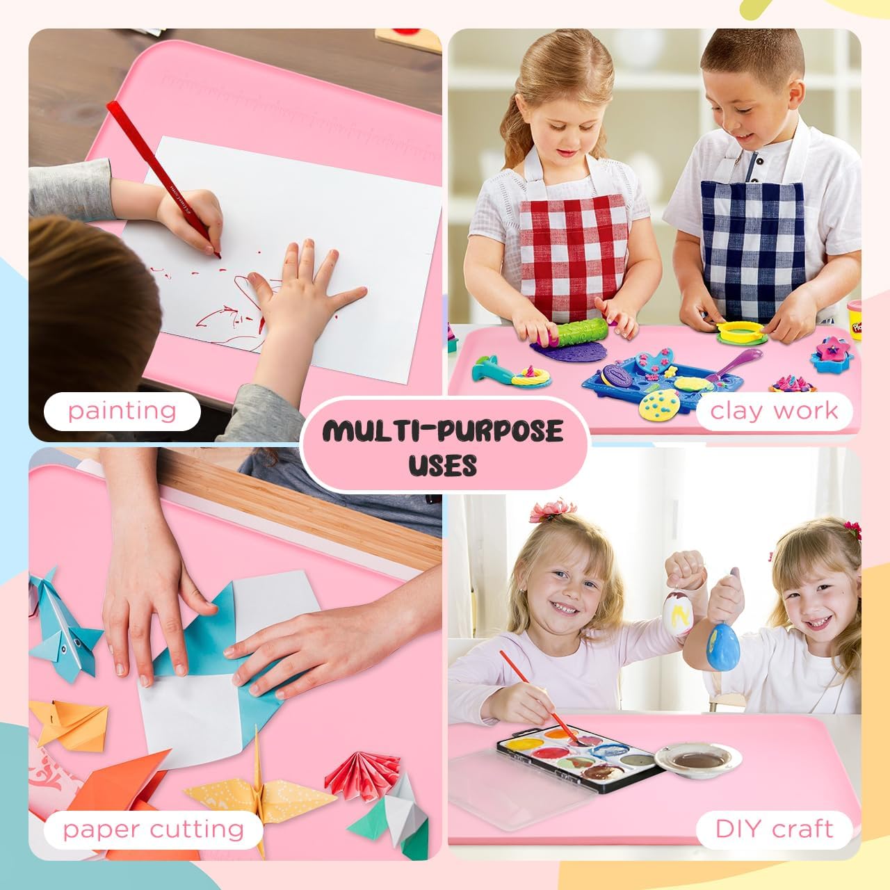 Silicone Painting Mat with Raised Sides, 24" x 16" Playdoh Art Mat