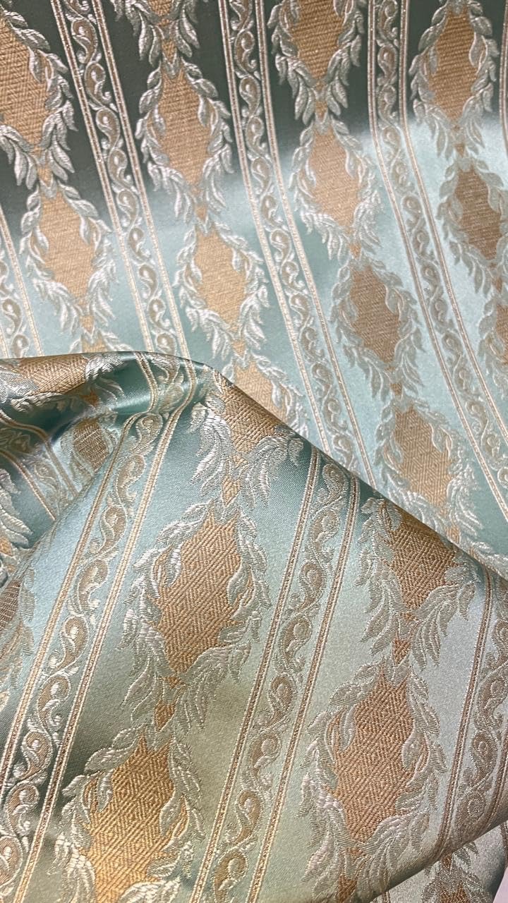 Luxurious Woven Jacquard Damask Stripes Heavy Furnishing Fabric for Upholstery, Sofa, Chair, Cushion Covers, Head Board - Width 54 inches - Fabric by The Yard (Blue)