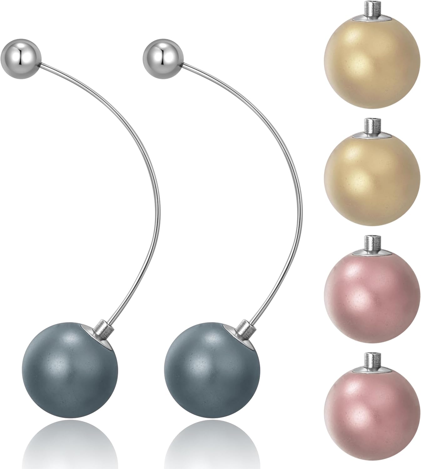 Trendy Long Thread Ball Dangle Earrings Set for Women, Colorful Drop Earrings, 6/16 Pcs DIY Interchangeable Aluminum Alloy Beads, Titanium Ear Hooks, Lightweight and Sensitive Ear Friendly