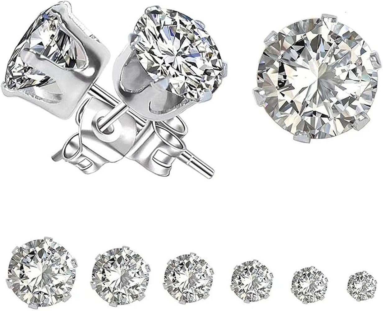 3 Paia Di Orecchini A Bottone Con Bilanciere In Acciaio