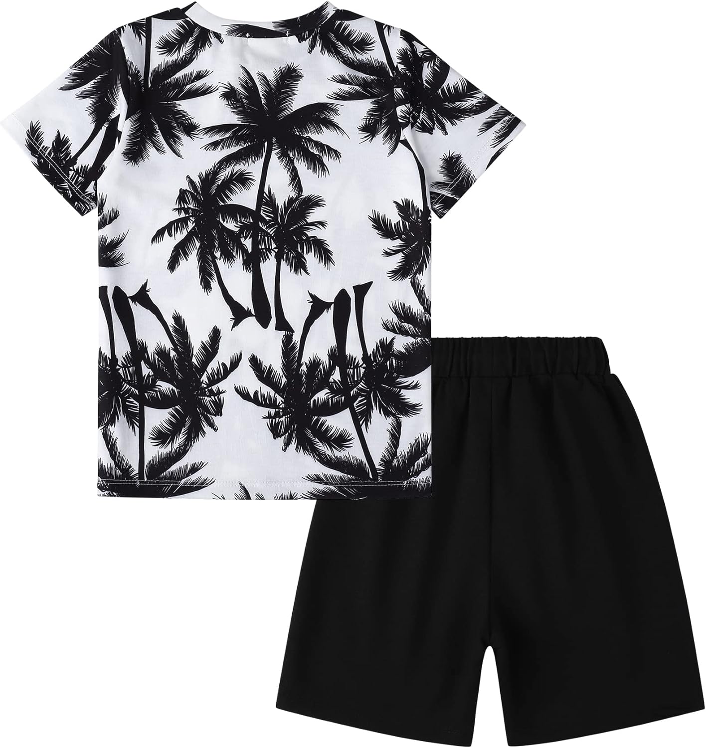 GERU Boy Shorts Sets Hawaiian Outfit Kid Leaves Floral Short Sleeve Shirt Top+shorts Suits - Image 2