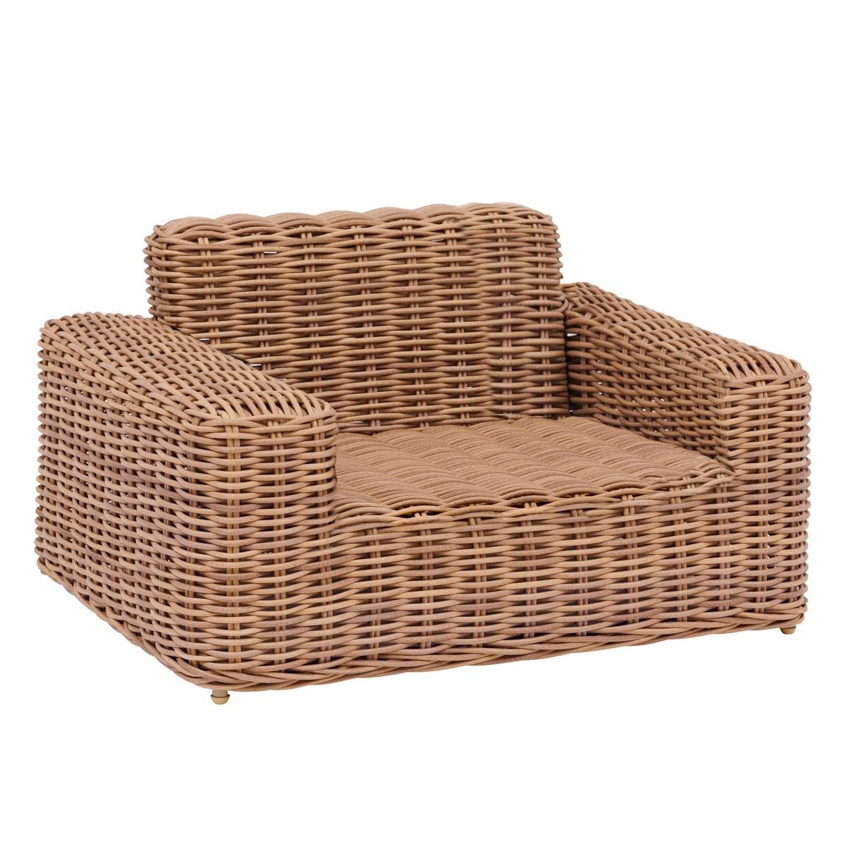 Hespéride – Poltrona da Giardino SAVINIA Tahini – Resina Intrecciata di Alta qualità, Alluminio epossidico, Cuscini Spessi e sfoderabili – Grande Comfort per Patio o Giardino