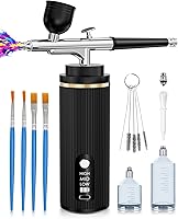 Vista 9 de Airbrush-Kit - Compresor de aerógrafo inalámbrico recargable - Pistola de aerógrafo de mano automática, juego de aerógrafo, cepillo de aire