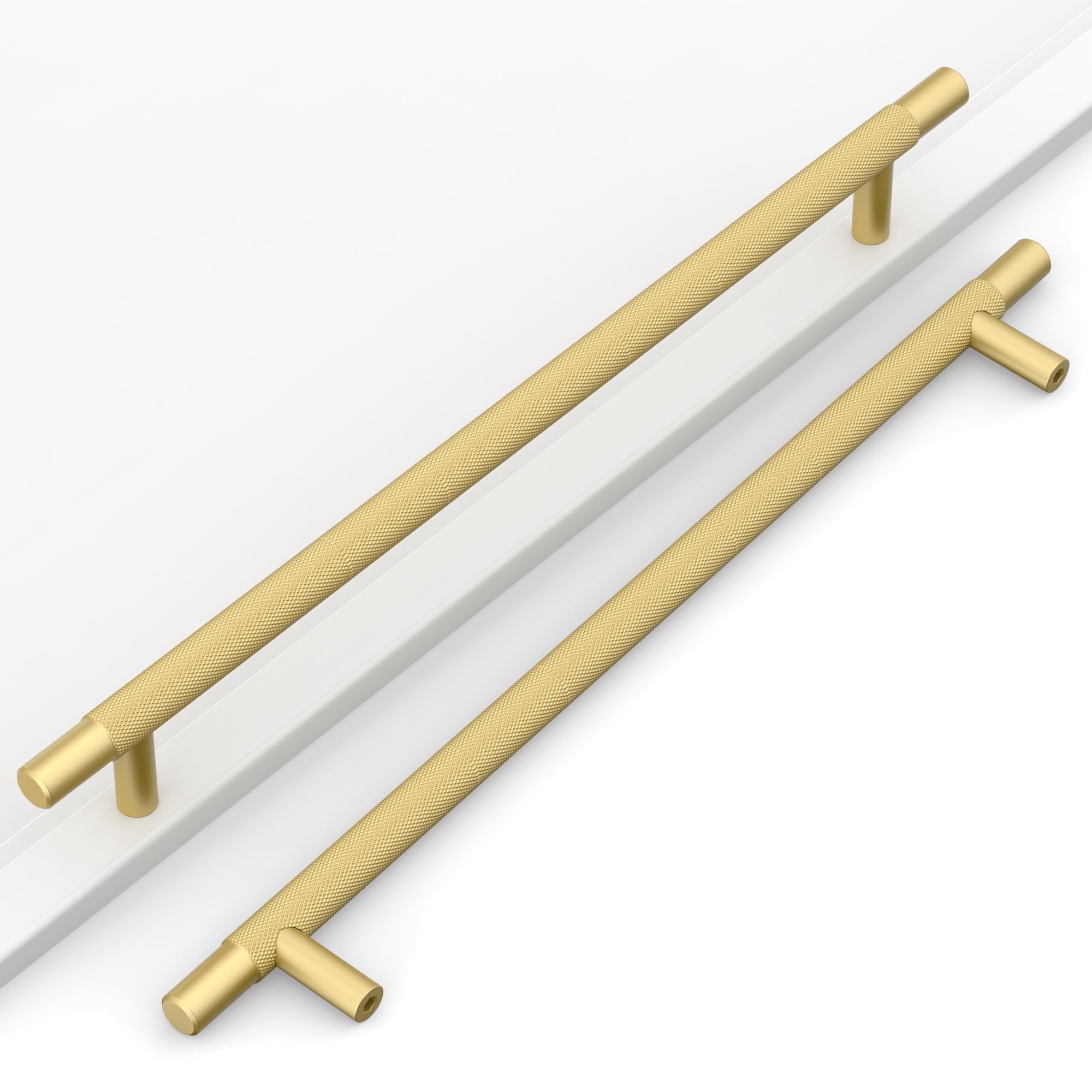Coinkoly 10 Pack 10"(254mm) Gold Cabinet Pulls Knurled Kitchen Cabinet Handles Gold Drawer Pulls Cupboard Hardware for Cabinets CK0088