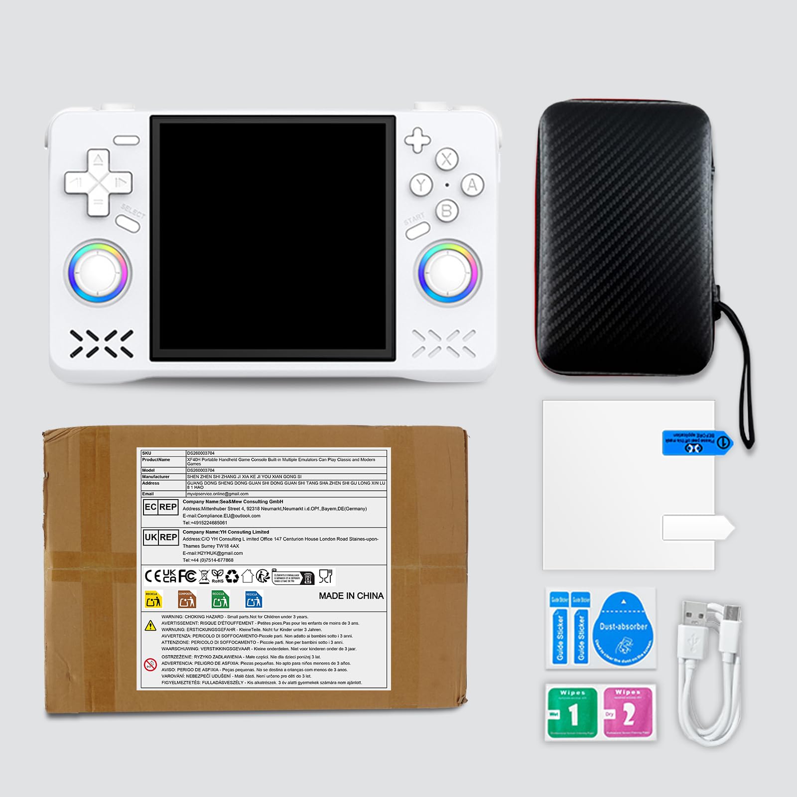Console Giochi Portatile Retrogaming Emulatore Integrato Linux (Bianco) | Schermo IPS da 4 pollici, emulatore integrato, giochi retrò, WiFi, console portatile per viaggi e tempo libero