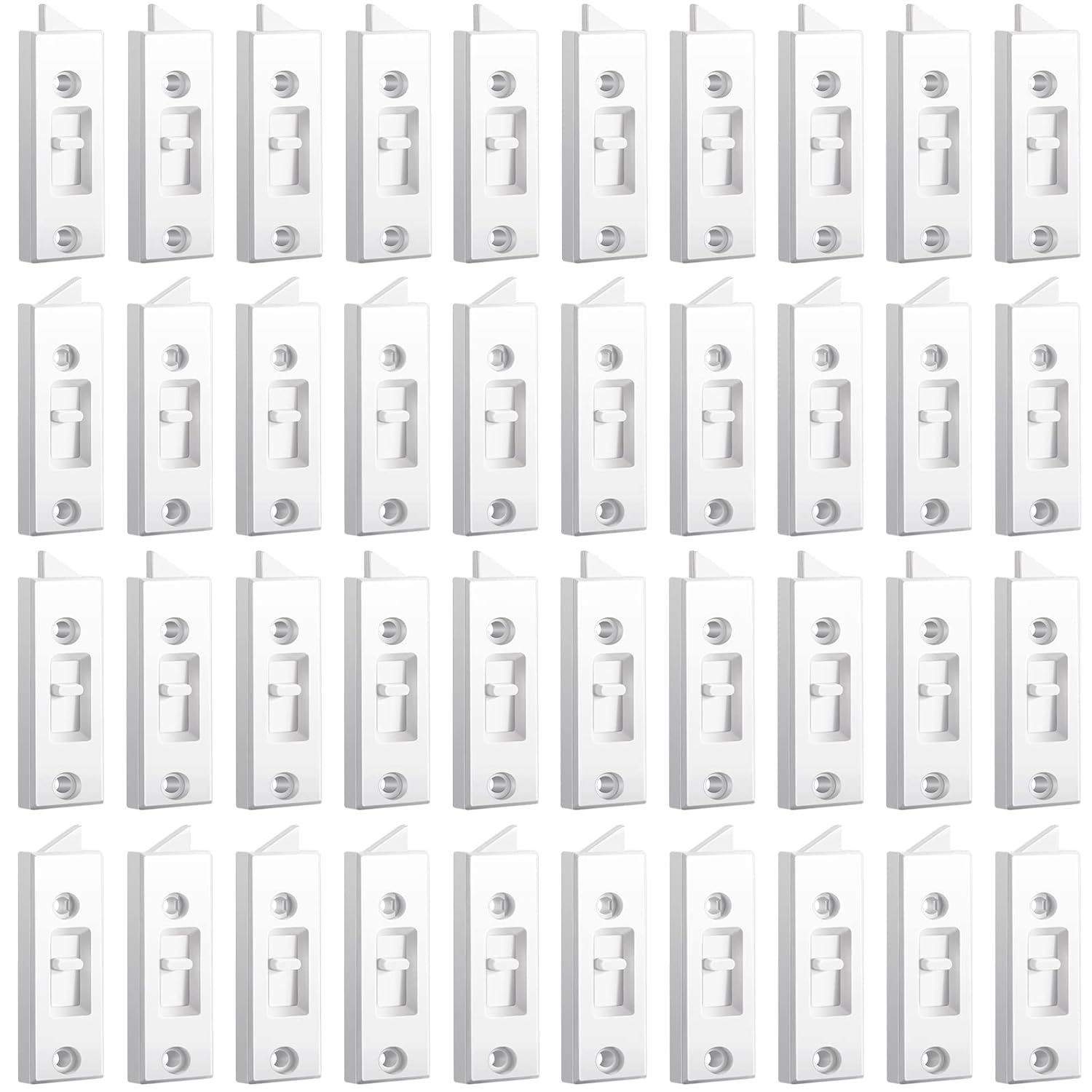 Window Latch Locks Window Parts and Hardware Window Tilt Latch Plastic Construction, Spring Loaded, 2 Inch Hole Center Spacing Sliding Lock Replacement (White, 40 Pieces)