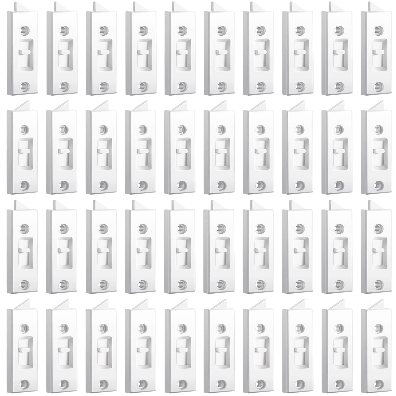 Window Latch Locks Window Parts and Hardware Window Tilt Latch Plastic Construction, Spring Loaded, 2 Inch Hole Center Spacing Sliding Lock Replacement (White, 20 Pieces)