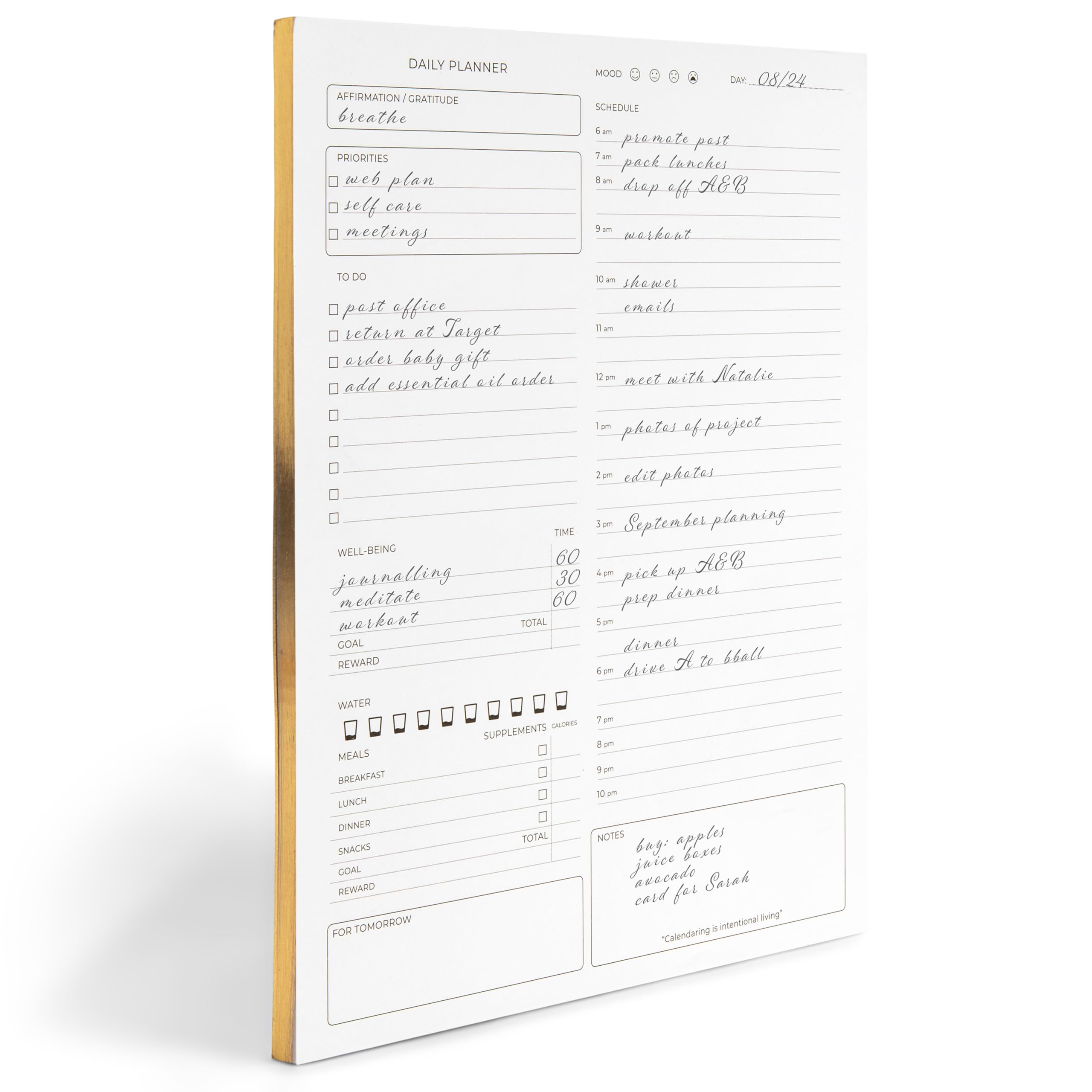 Blu Monaco Black Daily Planner To-Do List Notepad – 50-Page Checklist, Work Planner, and Task Planner – 8.5 x 11 Inch Daily Schedule Notepad