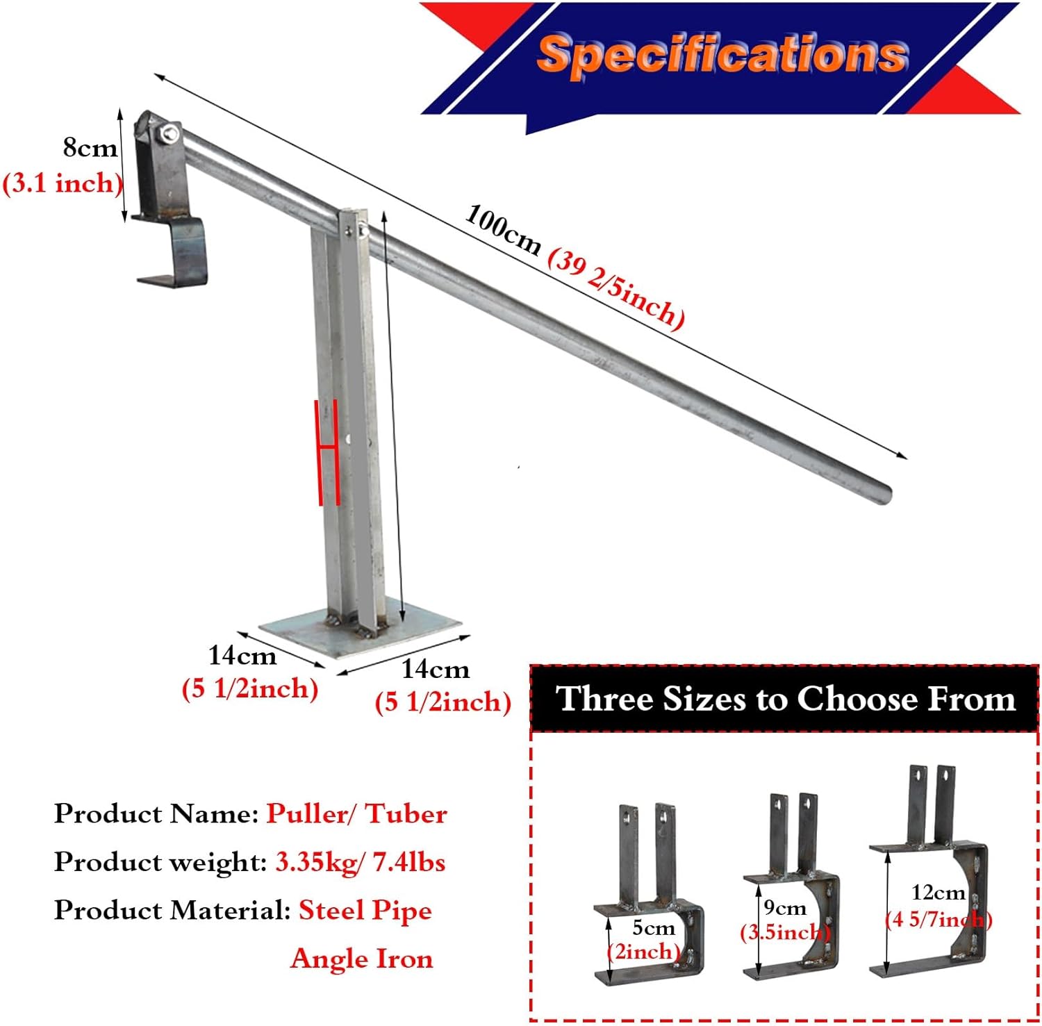 Tree Root Extraction Tool - Adjustable C-Claw Post & Stump Puller for Various Sizes (Clip 9cm/3.5in) - Efficient Root Removal, Heavy-Duty Design, Easy to Use