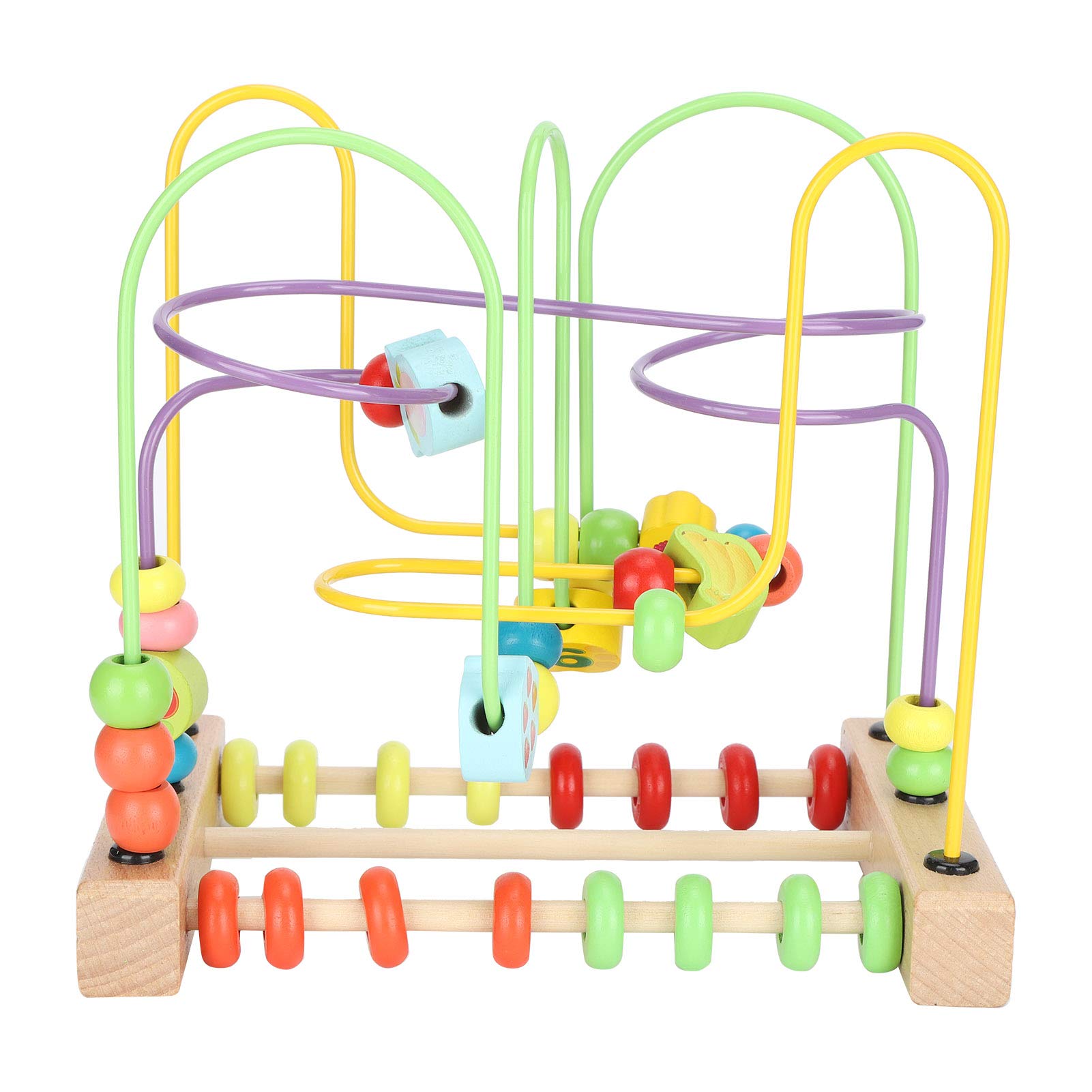 Juguete Educativo de Laberinto de Cuentas de Madera con Patrón Colorido de Transferencia de Calor para Juegos de Interior para Niños Pequeños, Material Ecológico para Aprendizaje y