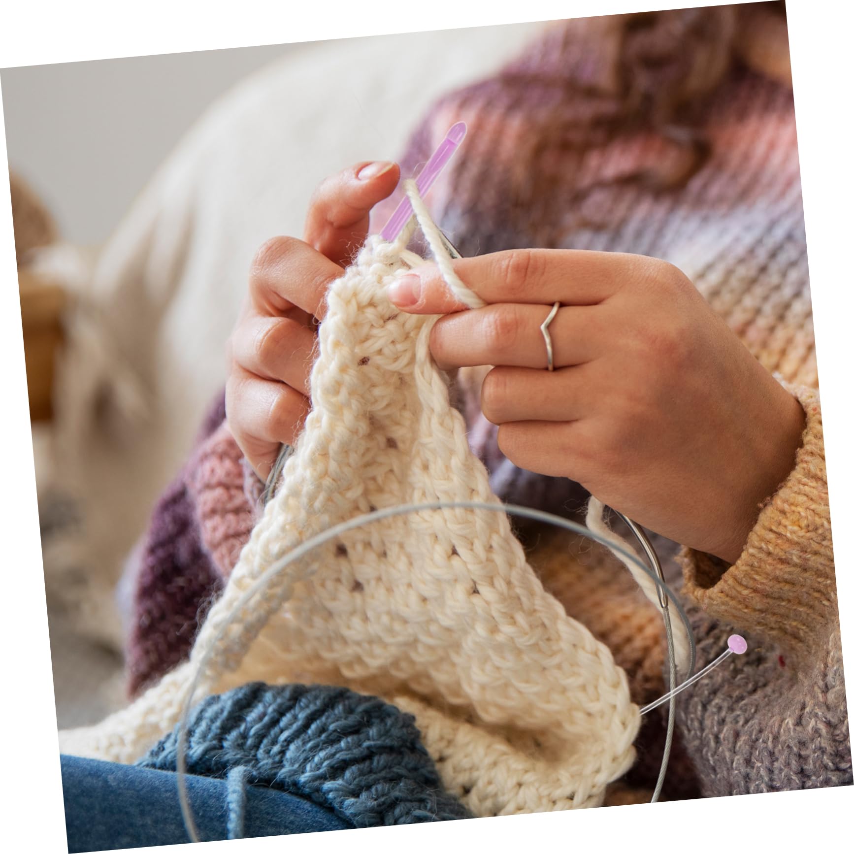 SHINEOFI 60piezas Agujas De Ganchillo Circulares Para Tejer De Herramientas Para Suéteres Bufandas Principiantes y Amantes Del Crochet