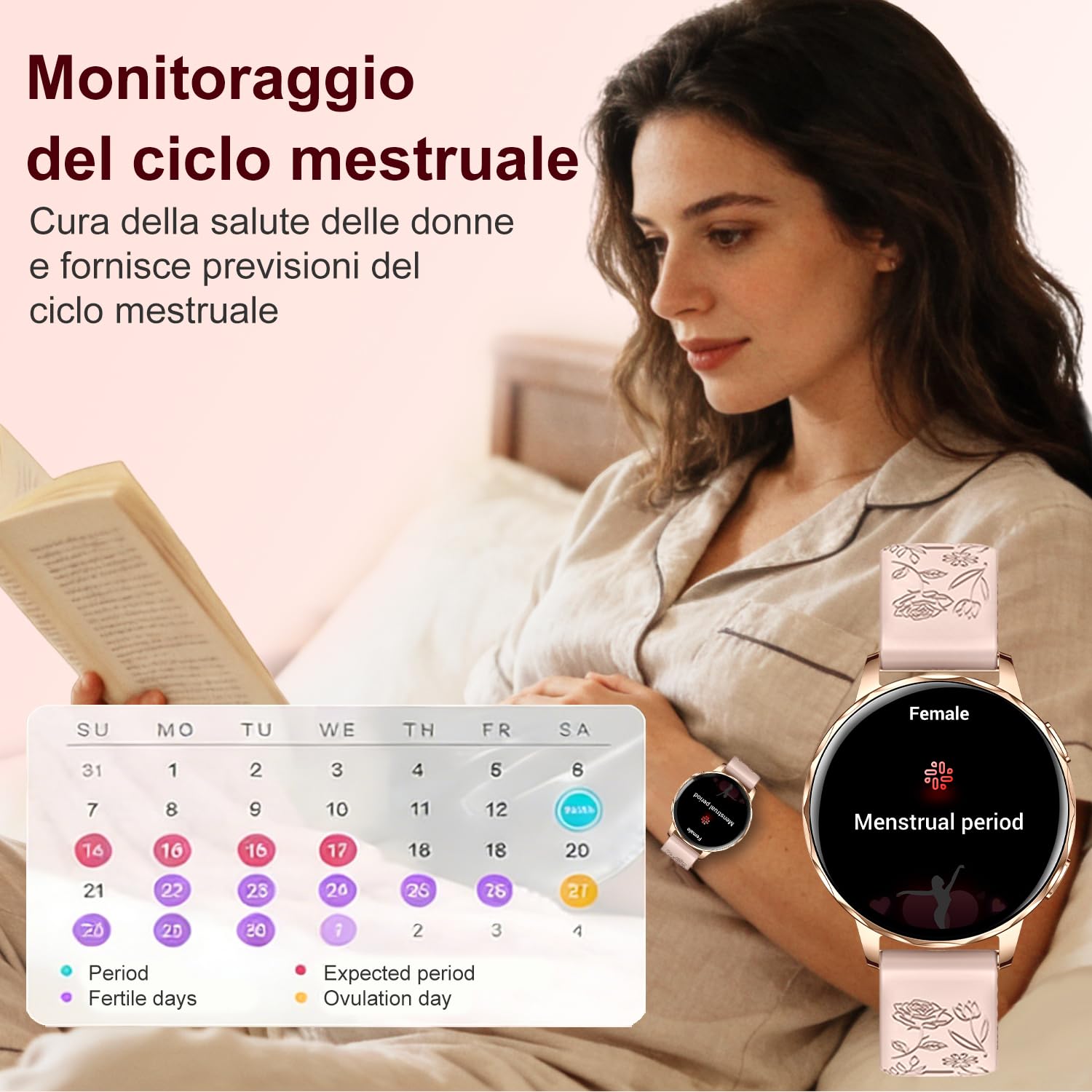 Smartwatch Donna Chiamate Bluetooth,3 Cinturini,1.27" 3D Curvo Schermo Orologio Donna Smartwatch,HR/Passi/Calorie/Pressione/Sonno Monitor,120 Sportiva IP68 per Android & iOS,Rosa oro