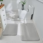 Bathroom Rug and Mat Set,3 Piece Bathroom Rugs Set Memory Foam Bath Mats,Memory Foam Bath Mat and U-Shaped Toilet Rug,Soft Bath Mats for Bathroom Sets for Bathroom, Shower (Grey)