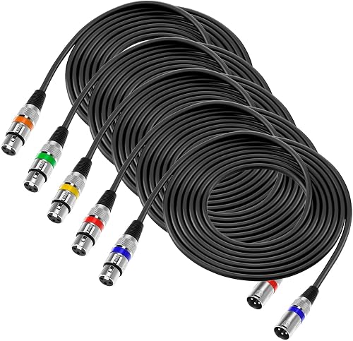 QWORK® 5 Pièces Câbles XLR 5M, Câble Microphone XLR 3 Bro…