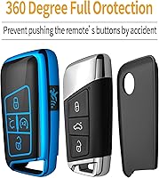Vista 4 de Sindeda - Funda para llavero Volkswagen con llavero, carcasa de protección completa de TPU suave, llavero compatible con Tiguan Atlas Jetta Passat