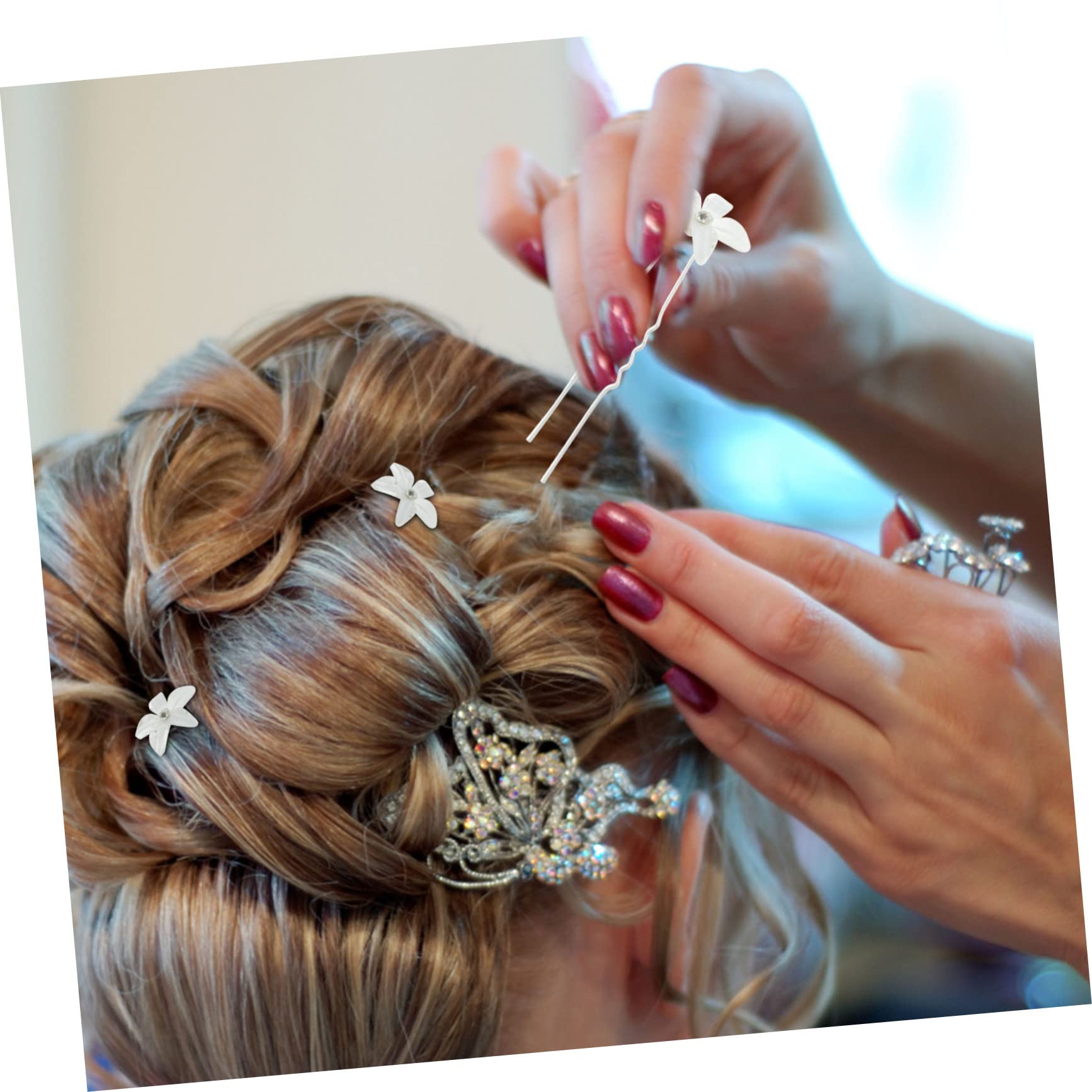 Healeved 100stücke U-förmige Haarnadeln Mit Blüten-design Für Hochzeiten Festliche Anlässe Und Tägliche Haaraccessoires Elegante Braut Haarschmuck Mit Glänzenden Kristallblüten