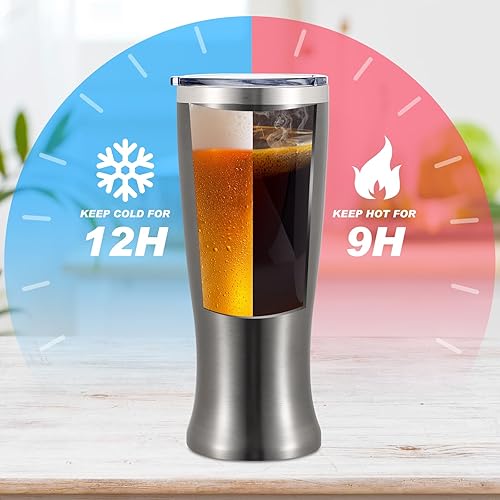 Miniatura 11 de Geetery 4 vasos de cerveza de acero inoxidable para hombres de 20 onzas, taza de cerveza de doble pared, taza aislada al vacío, regalos para café